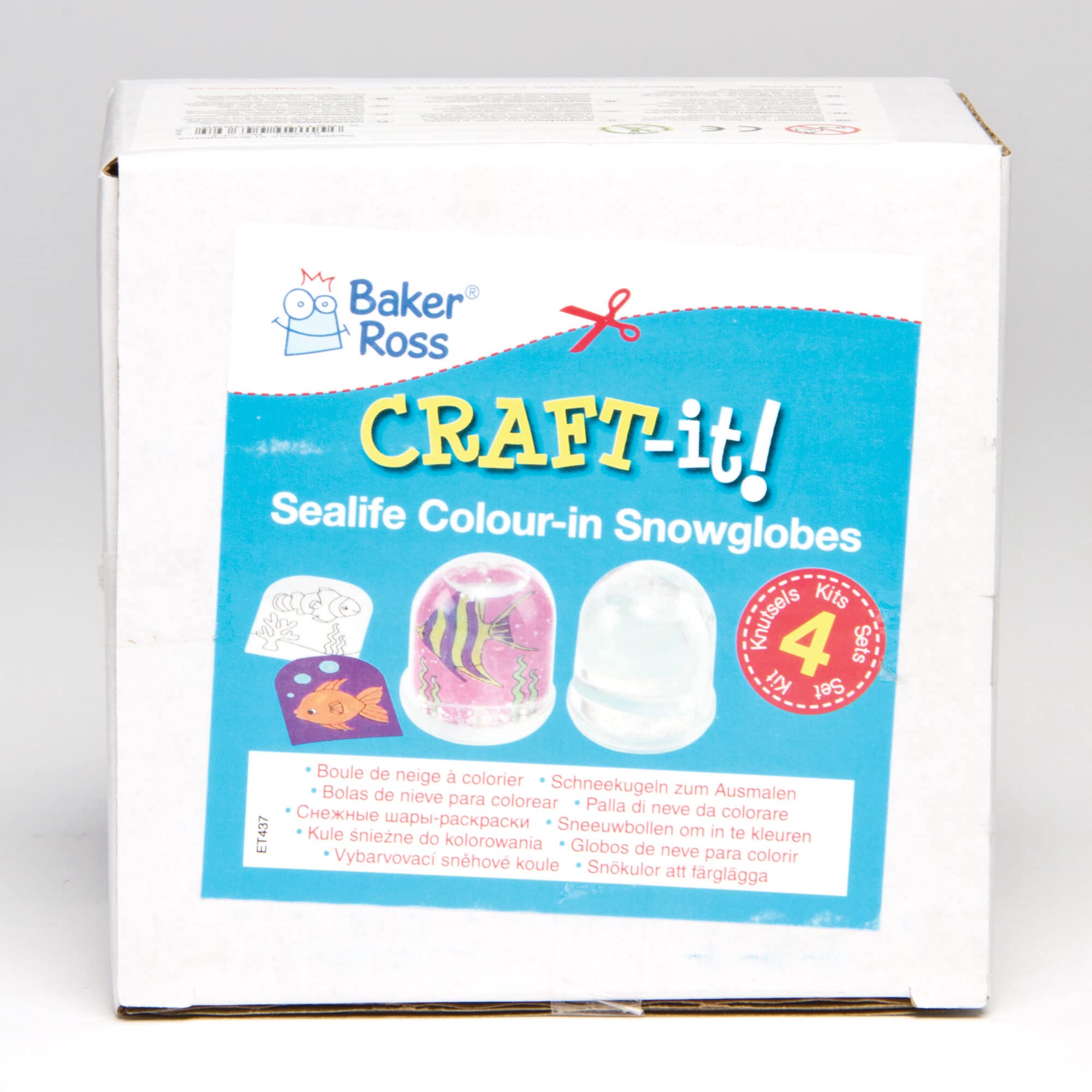 Baker Ross ET437 Sealife Colour-In Snow Globes (Box of 4) Craft Kit 3