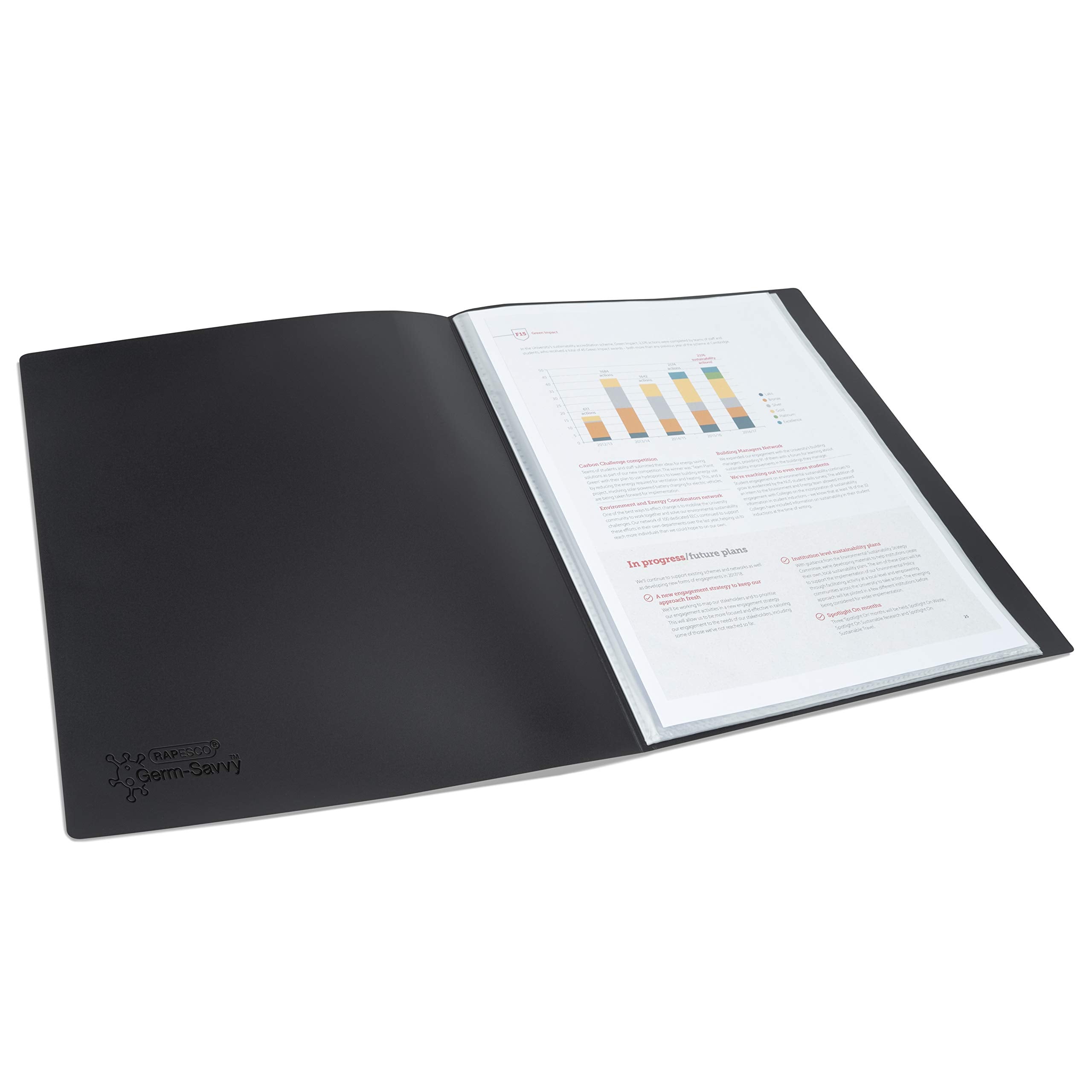 RAPESCO Germ-Savvy Presentation Book - 10 Pockets | A4 | Black