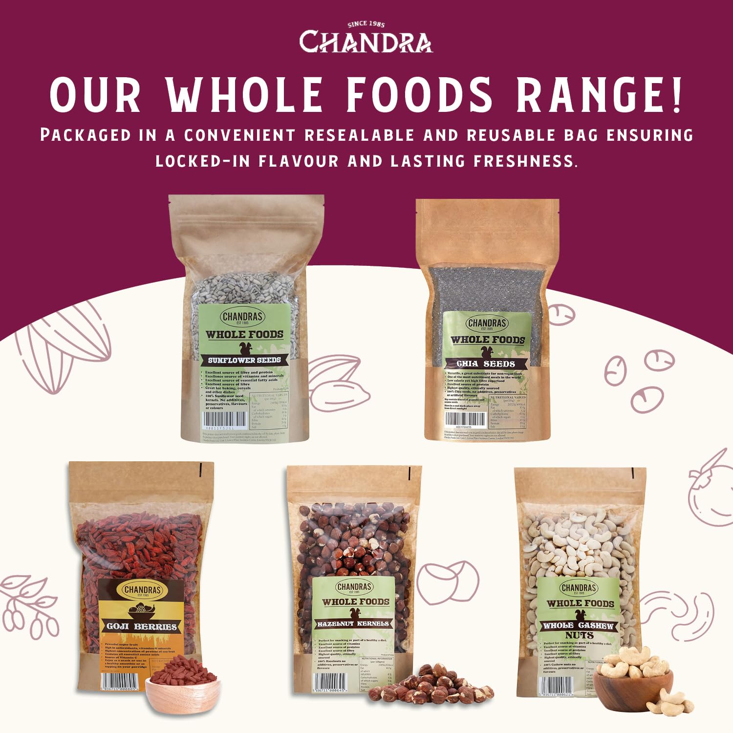 CHANDRA Whole Foods Raw Almonds - 1KG Pack | Gluten-Free, Vegan, Keto/Paleo Friendly 8