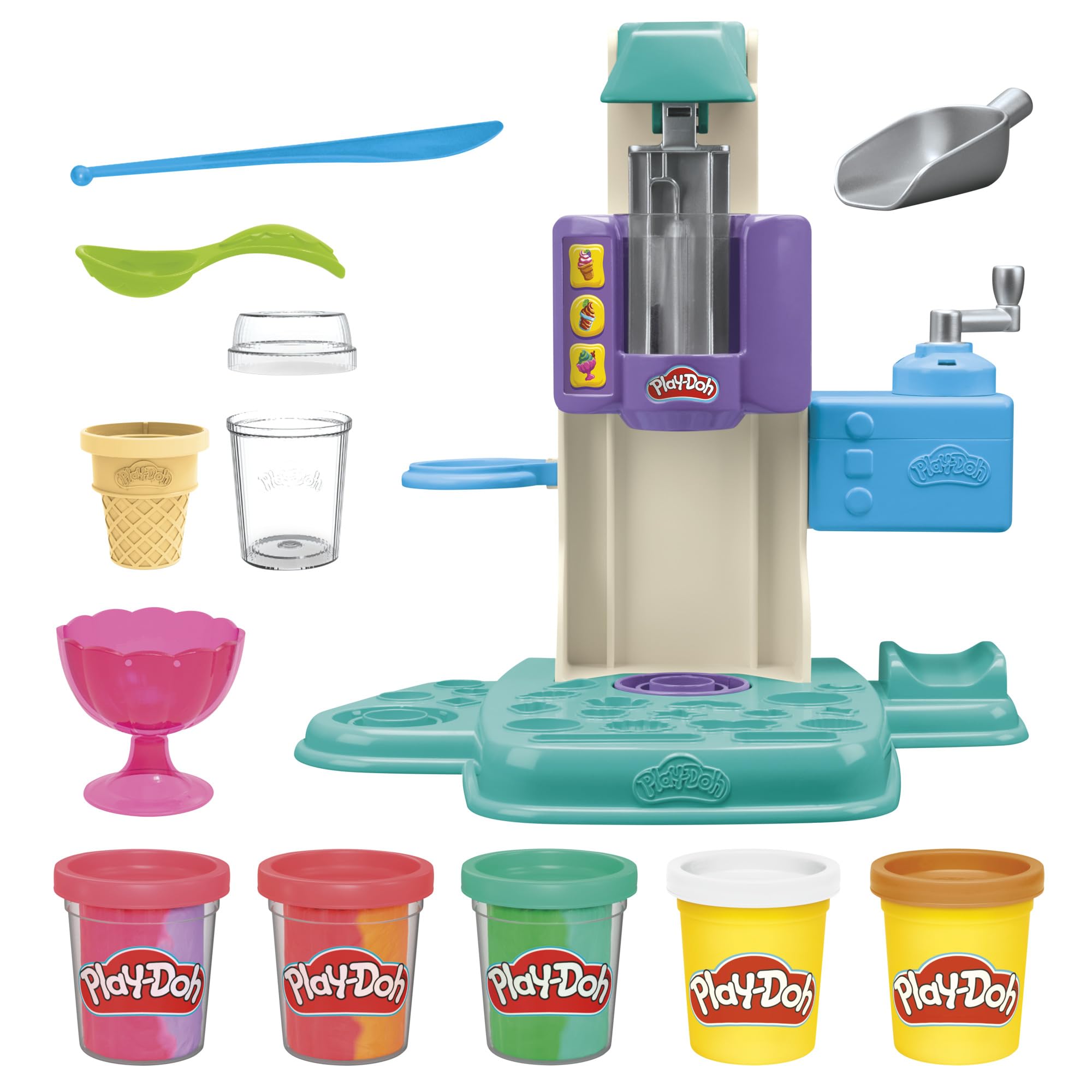 Play-Doh Rainbow Swirl Ice Cream Playset - Creative Arts & Crafts Toy for Kids 3+ 4