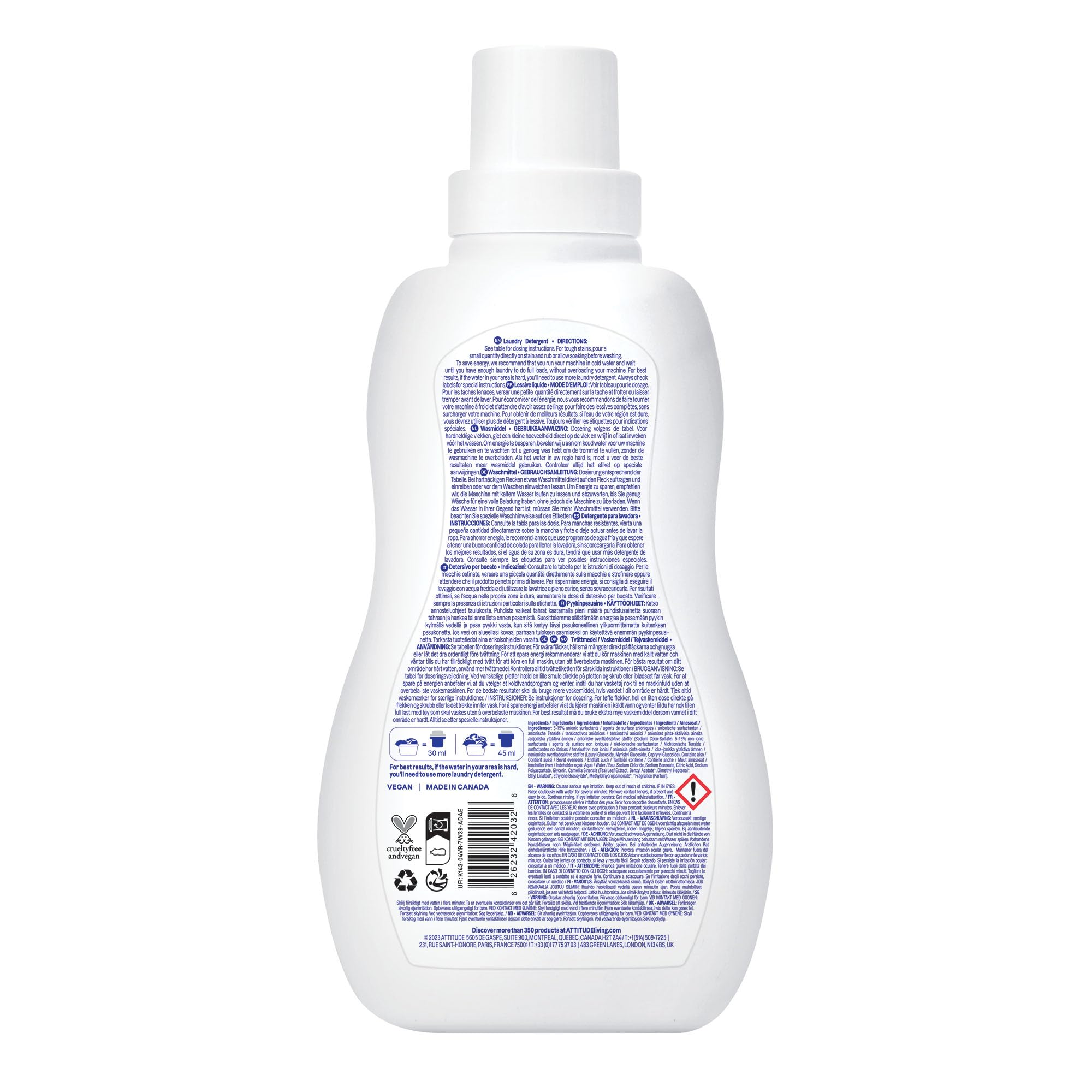 ATTITUDE Liquid Laundry Detergent - EWG Verified, Plant-Based, Wildflower Scent | 35 Loads 9