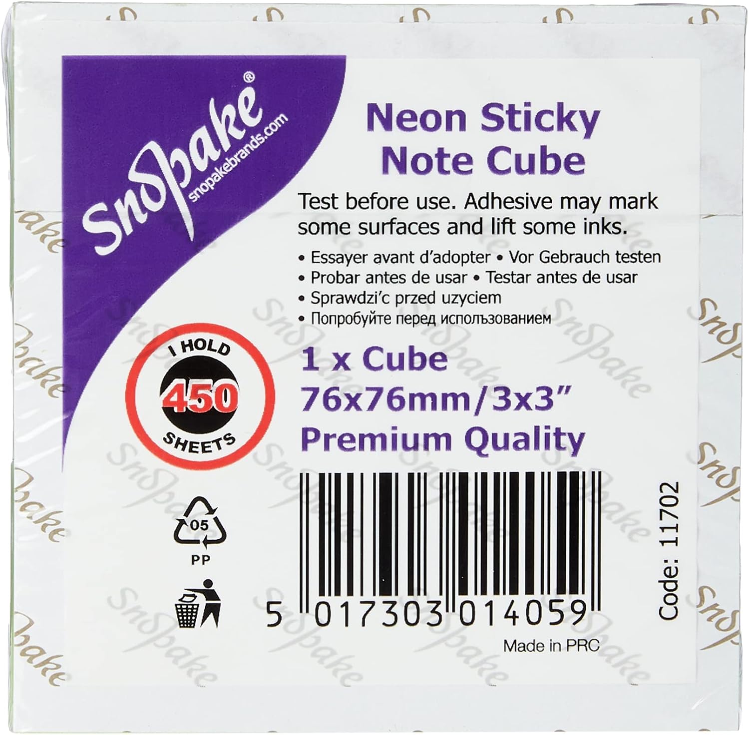 Snopake 76 x 76 mm Neon Assorted Sticky Notes [Cube of 450 Sheets] 11702 4