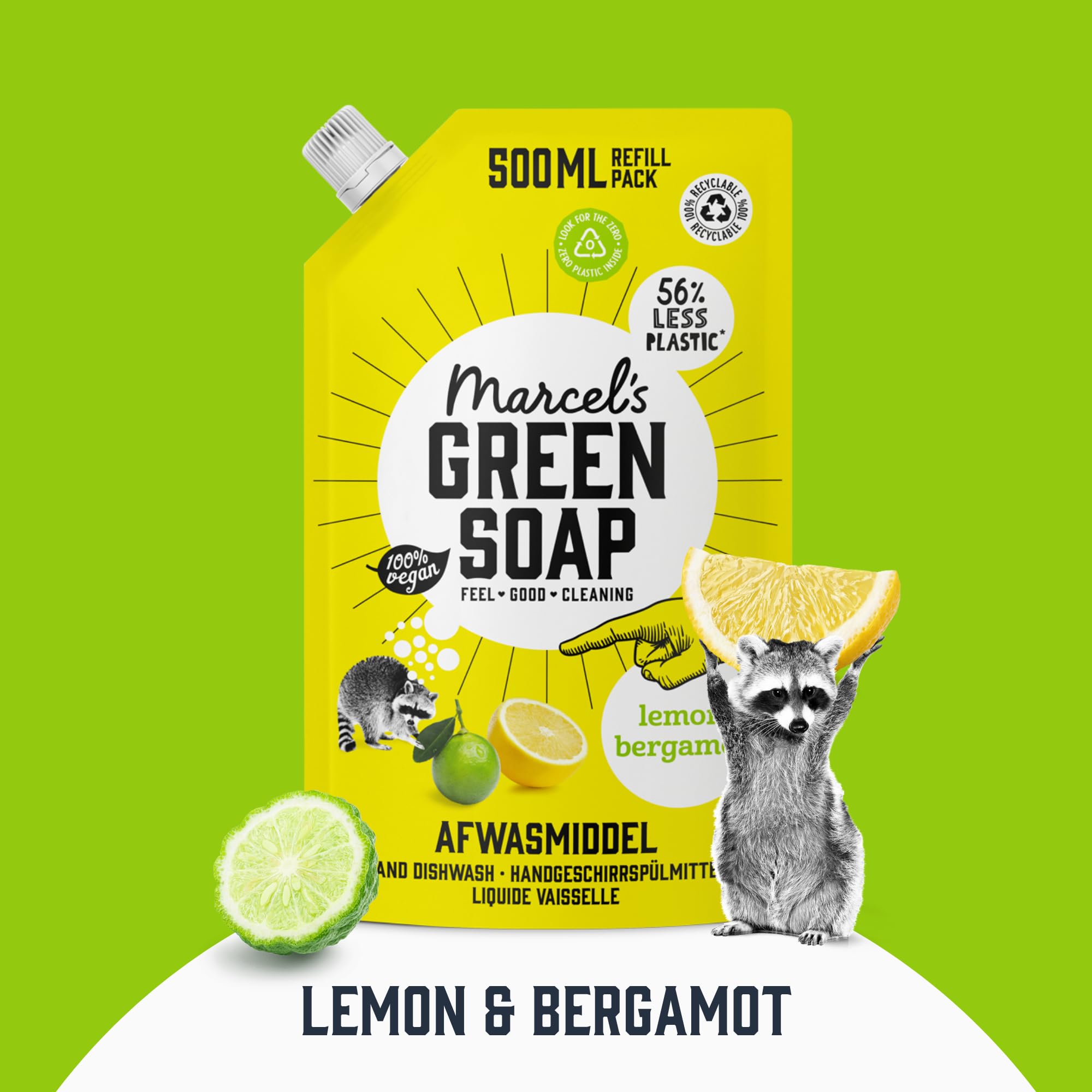 Marcel's Green Soap Washing-Up Liquid - Lemon & Bergamot Refill | 500ml | Plant-Based 7