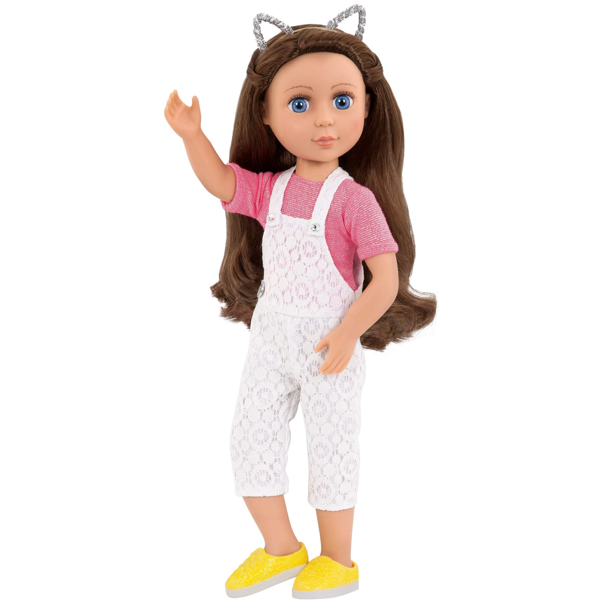 Glitter Girls Glisten & Glam Lace Overalls Outfit with Cat Accessory for 14-Inch Dolls 7