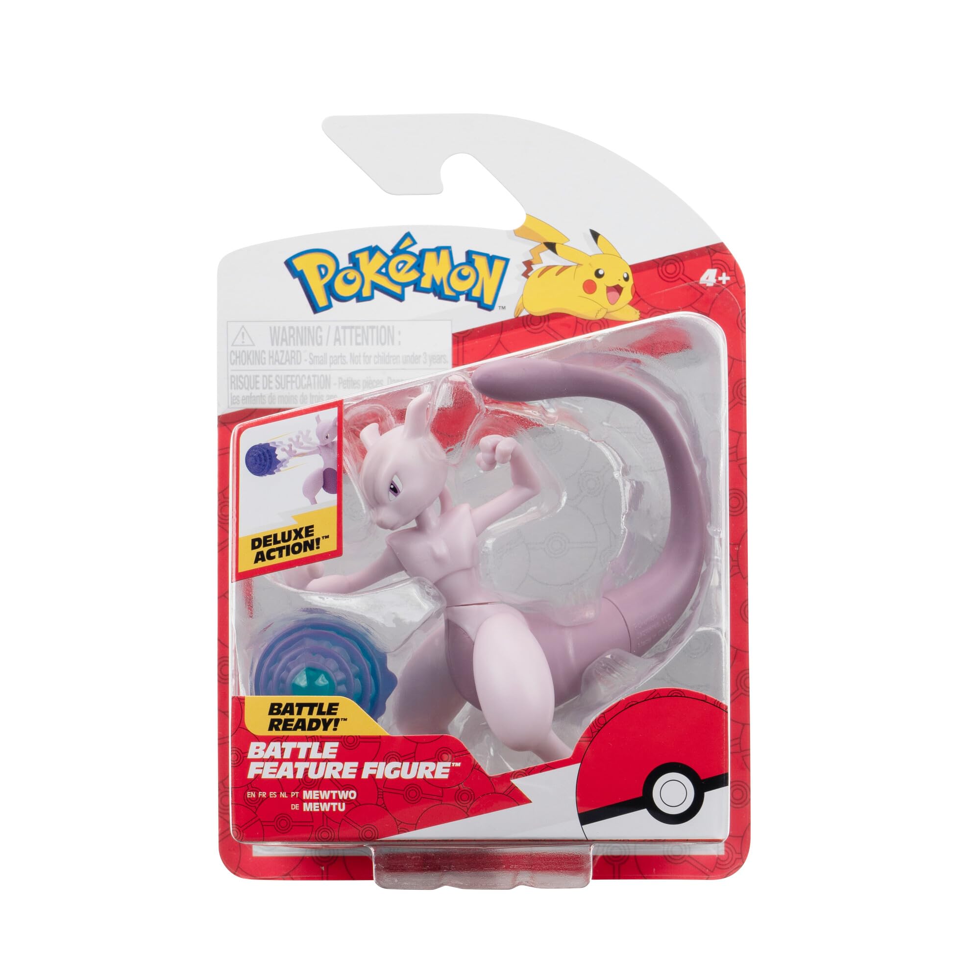 Pokémon Mewtwo Action Figure - 4.5-Inch, 7 Points of Articulation, Psychic Blast Attack