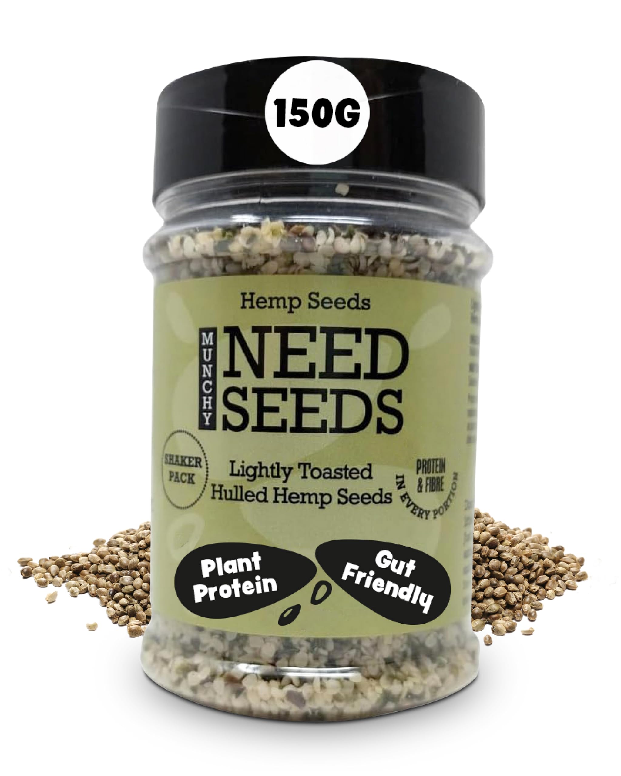 Munchy Seeds Toasted Hemp Seeds - 150g Shaker | High Protein | Omega-3