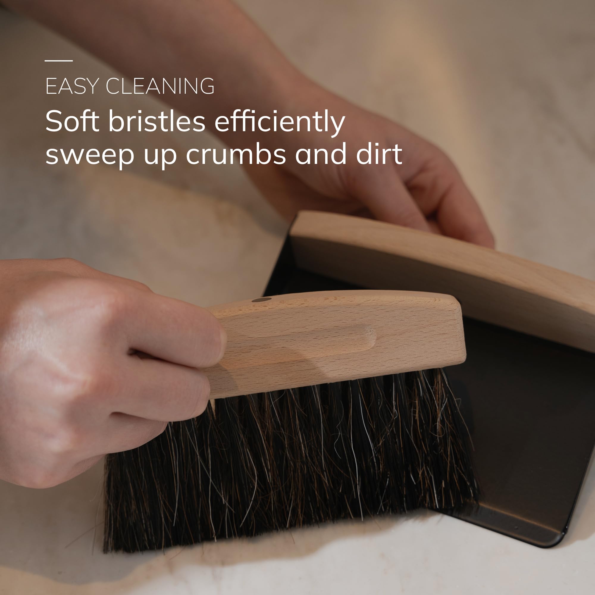 ENA Living Mini Dustpan and Brush Set - Sustainable Beechwood & Steel | Small Household Cleaning Tool 4
