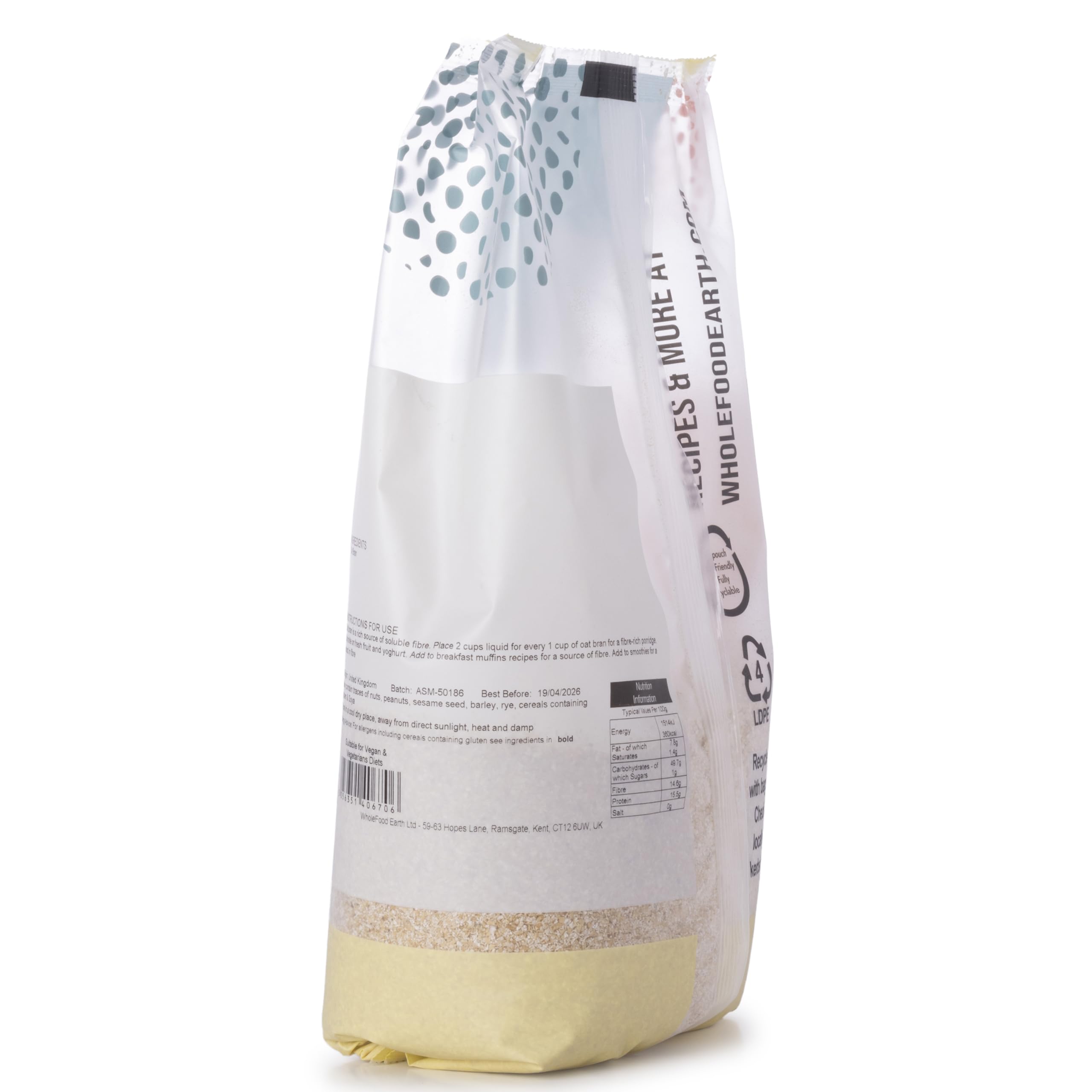 Wholefood Earth Stabilised Oat Bran - High Fibre Source | 2kg Pack 5