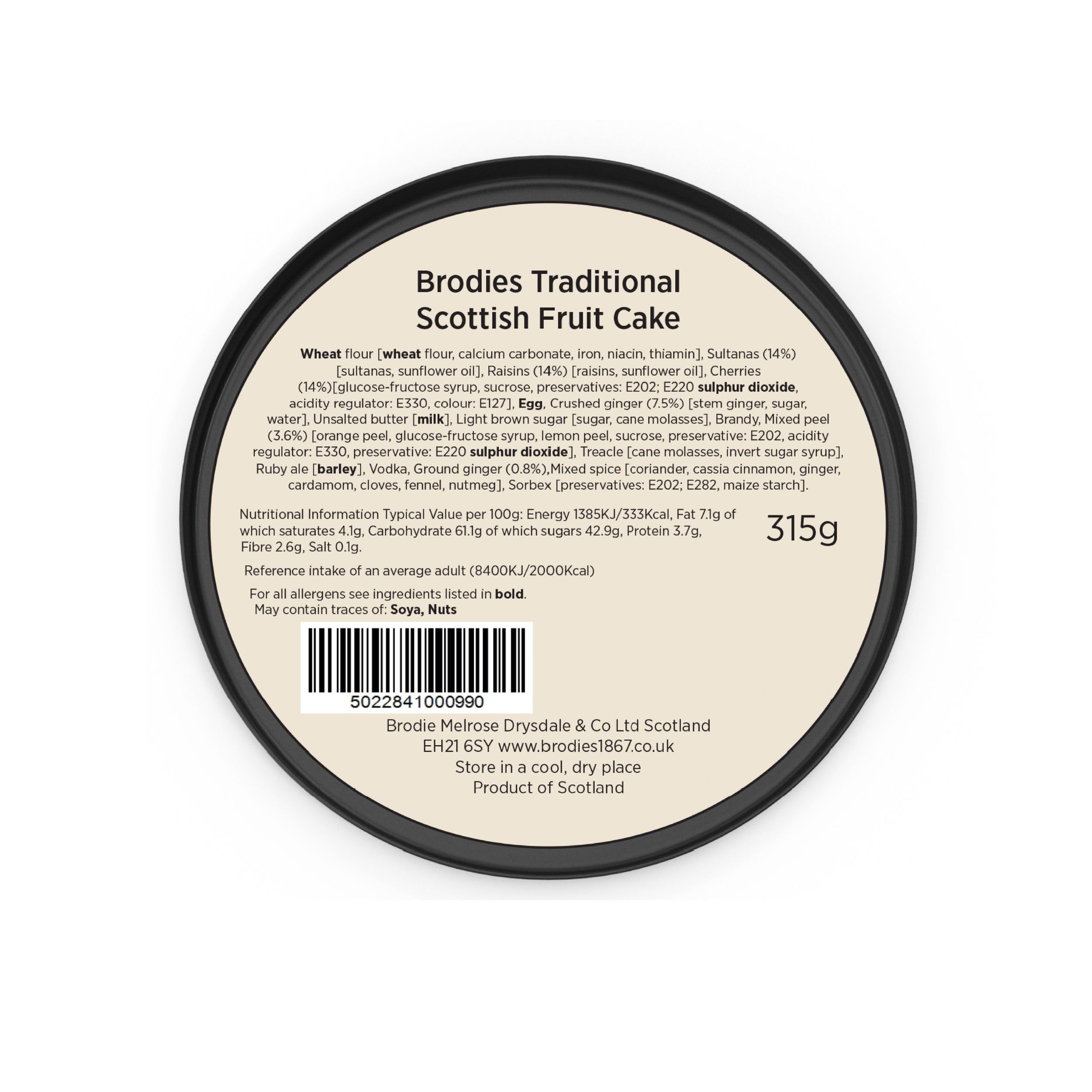 Brodies Traditional Scottish Fruit Cake - 315g - Infused with Ginger and Ale 8