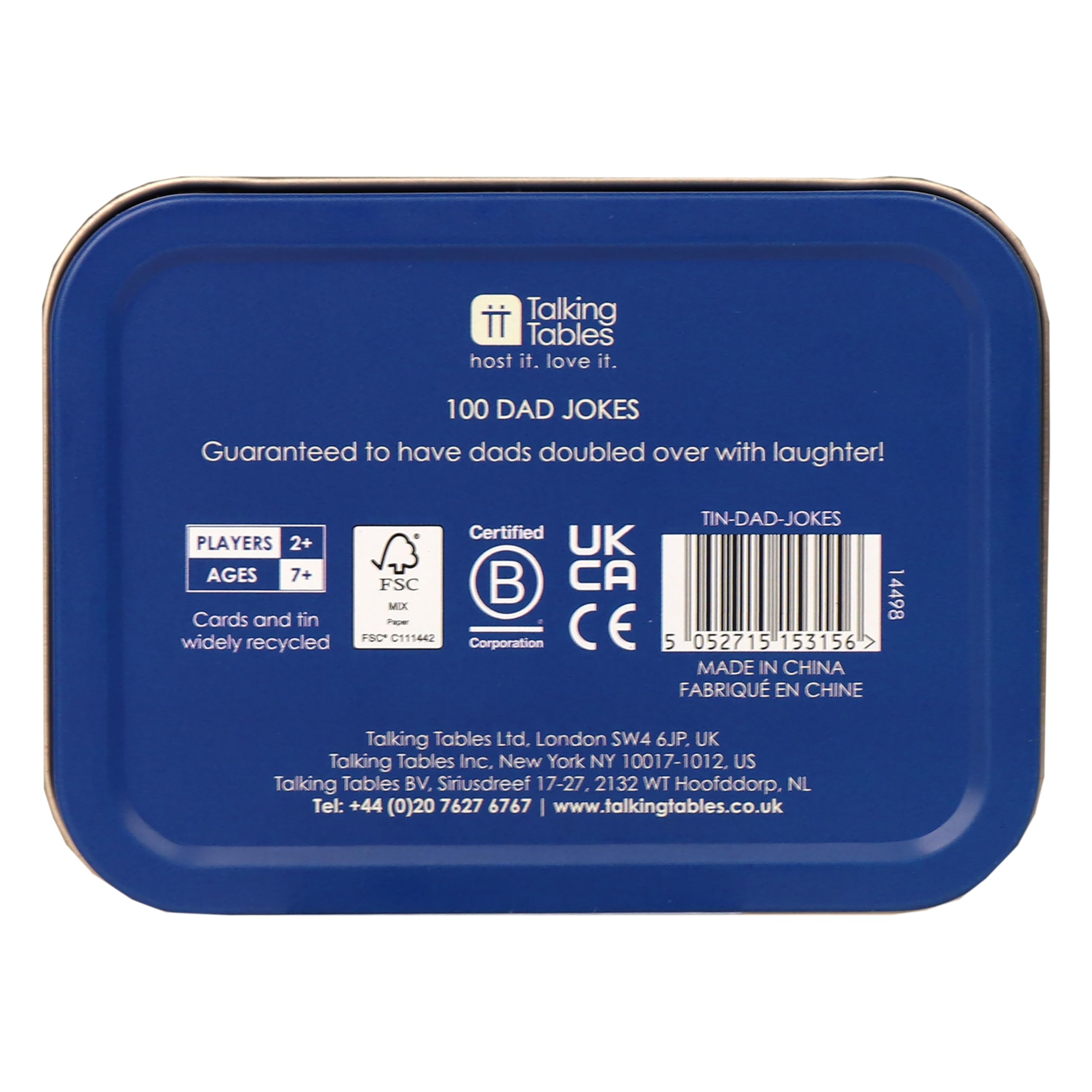 Talking Tables 100 Cards Dad Jokes Card Game for Family Fun