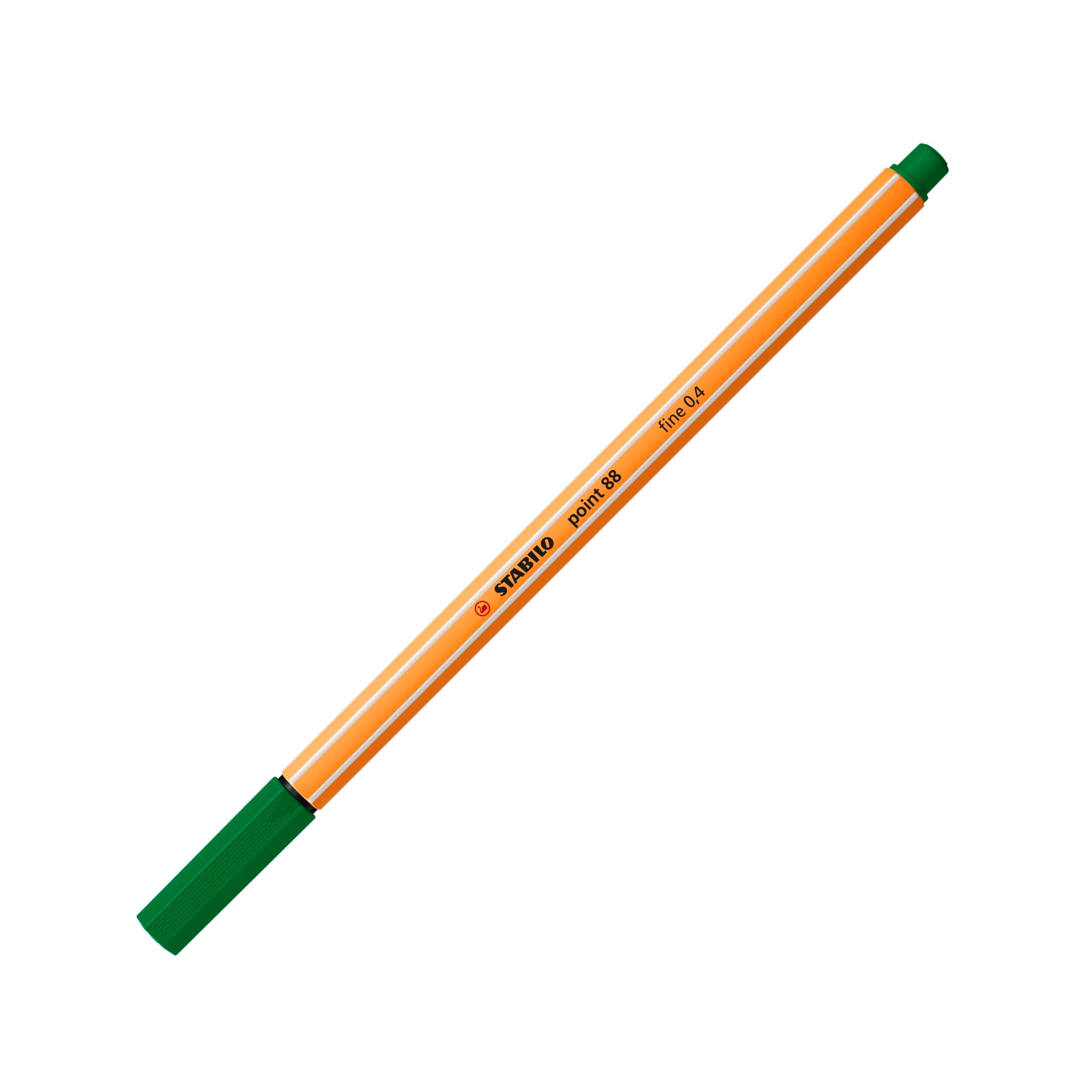 STABILO point 88 Fineliner - 0.4mm Line Width | Pack of 10 Assorted Colours | Metal-Cased Tip