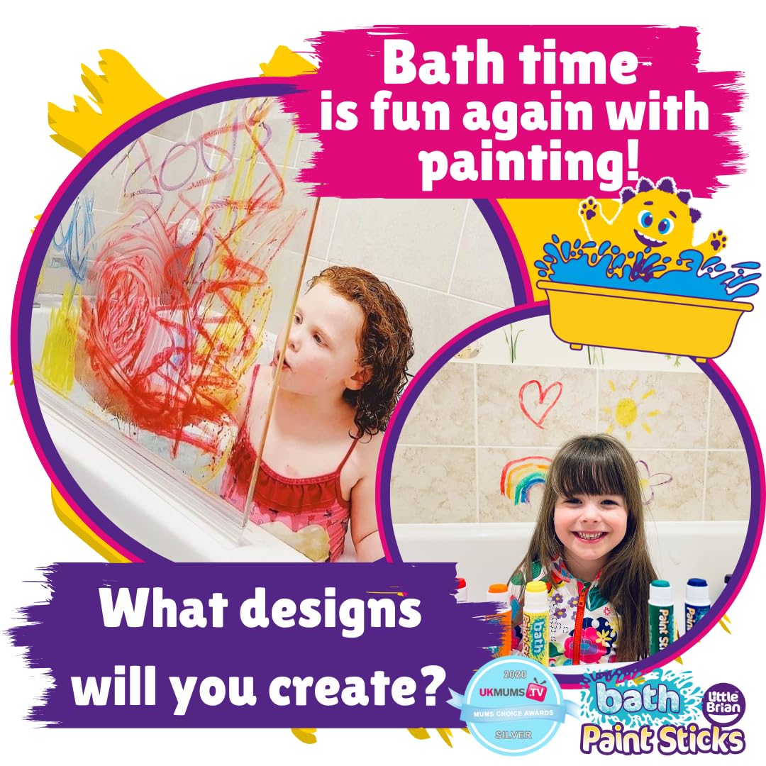 Little Brian Bath Paint Sticks - Mess-Free, Quick-Drying Art for Kids | 12 Pack Assorted Colours 5