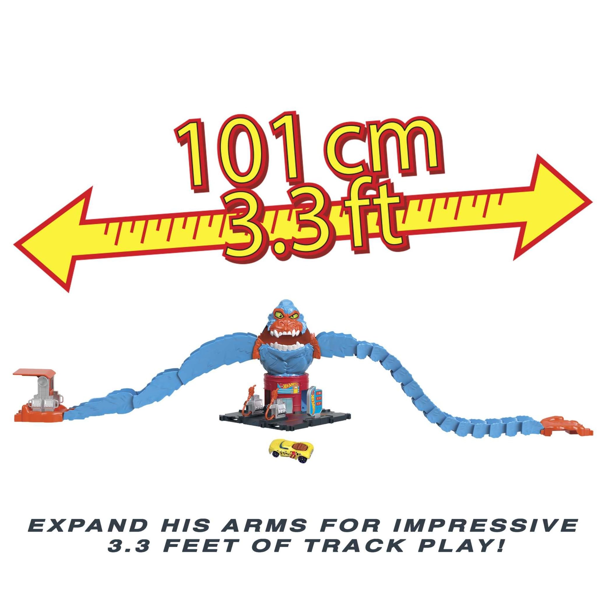 Hot Wheels City Wreck & Ride Gorilla Attack Playset - Bendable Track, Launcher & Gas Station Theme, Ages 4-8 4