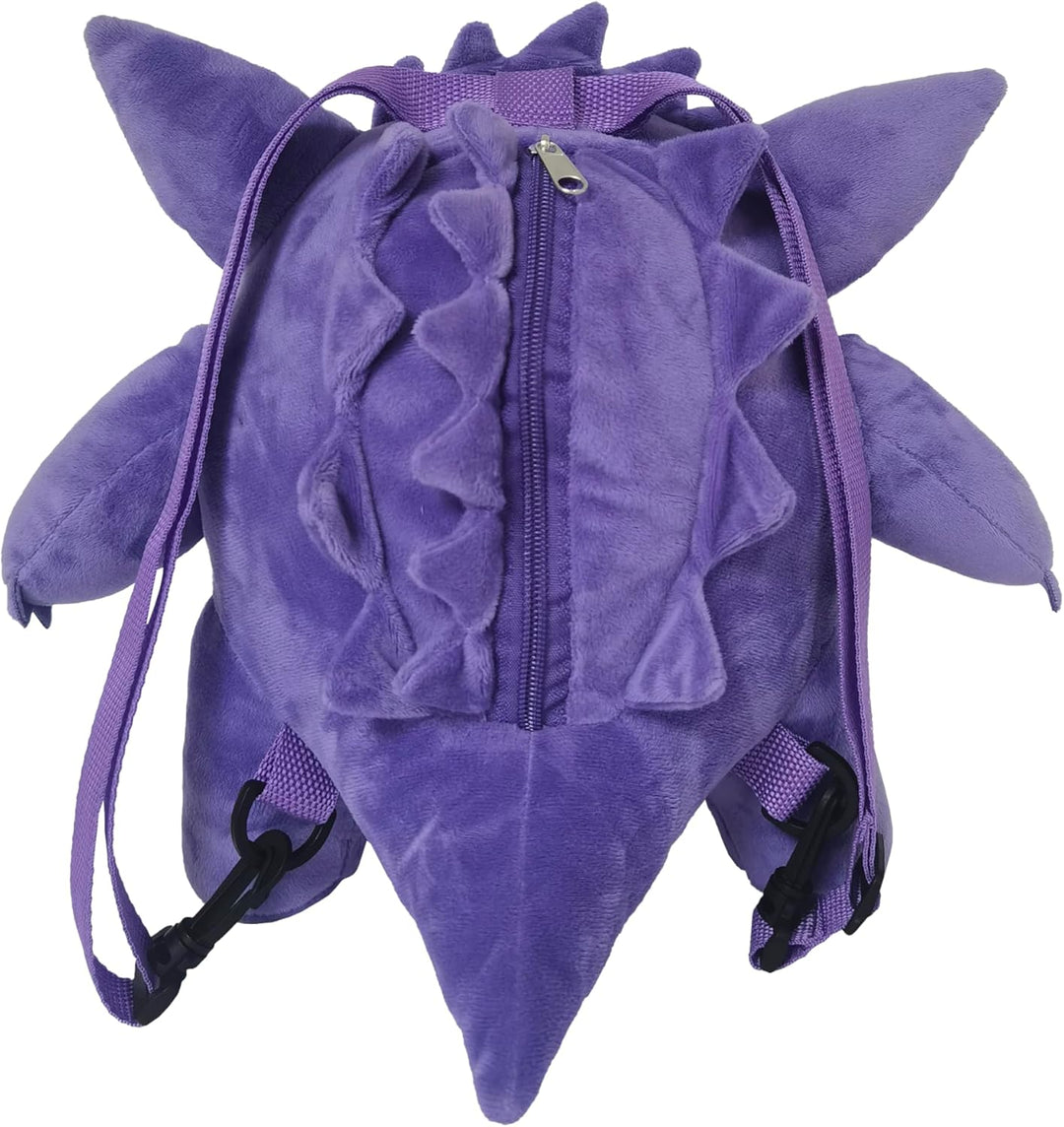 CyP Brands Pokémon Gengar Plush Design Adjustable Backpack for Kids (Unisex)