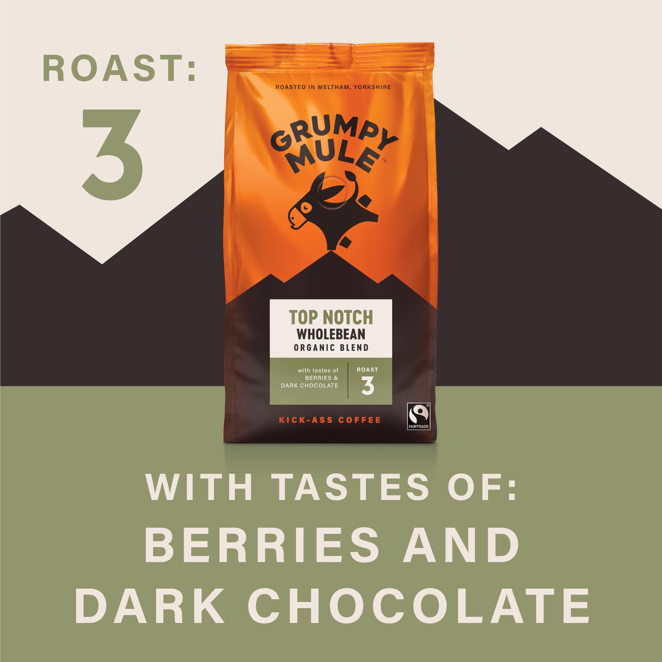 Grumpy Mule Top Notch Organic Blend Whole Coffee Beans - Berries & Dark Chocolate Notes | 1kg 2