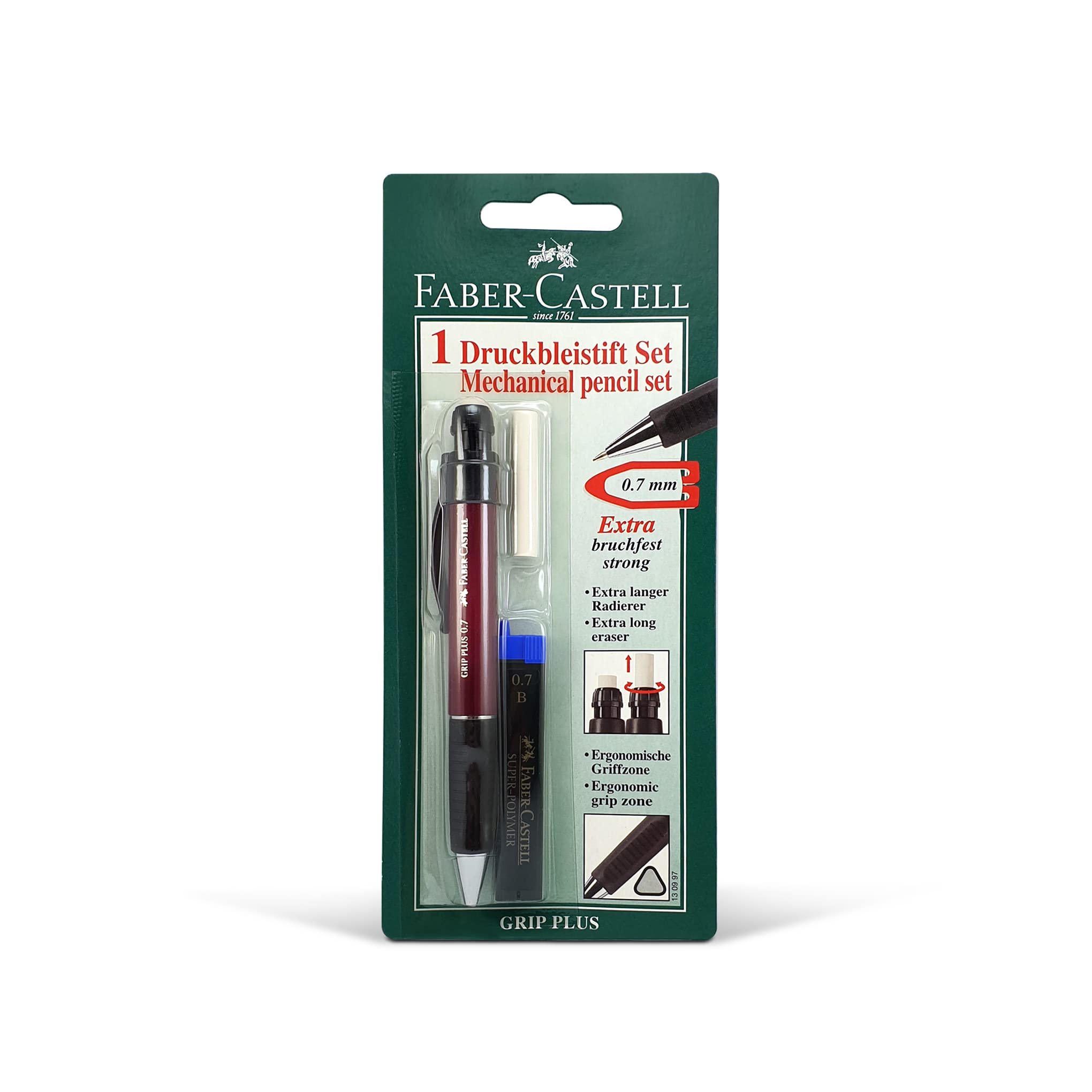 Faber-Castell Grip Plus Mechanical Pencil - 0.7mm Line Size | B Hardness | Ergonomic Grip 6