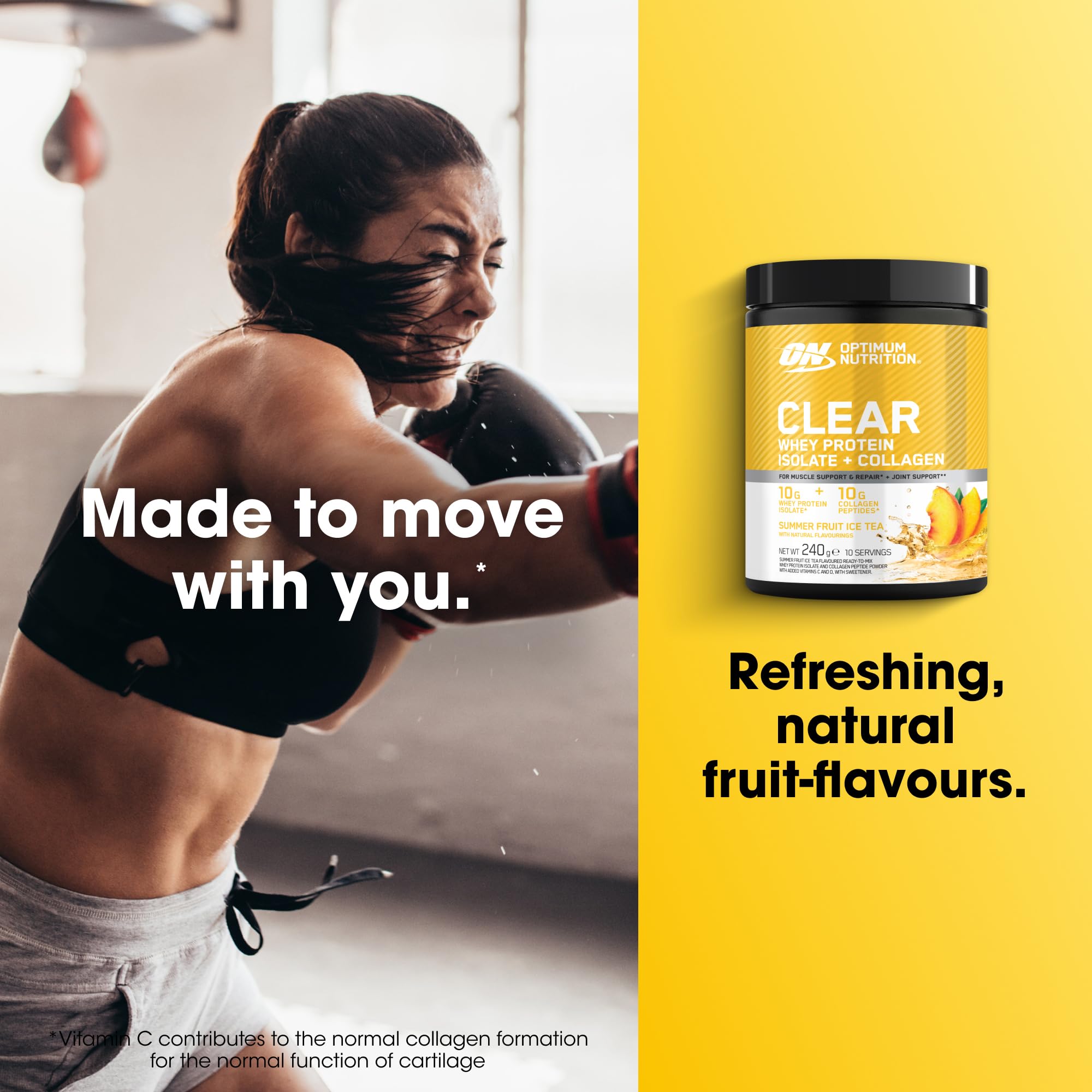 Optimum Nutrition Clear Whey + Collagen Summer Fruit Ice Tea Flavour 240g 15