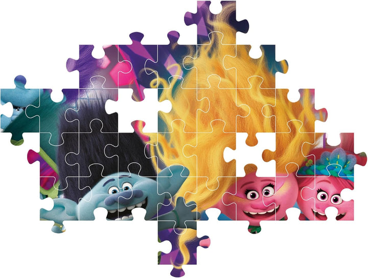 Clementoni 20191 Trolls 3 Supercolor Brilliant 3-104 Pieces, Jigsaw Kids Age 6,