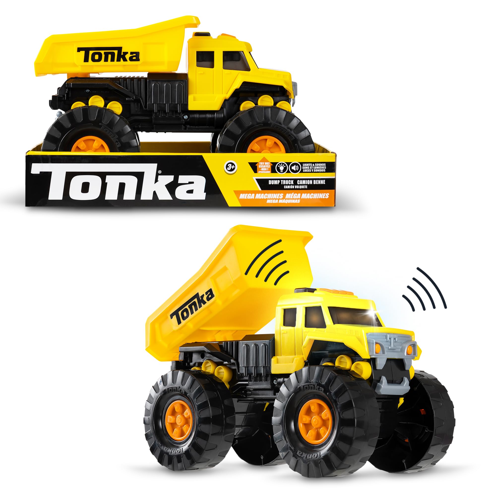 Tonka Mega Machines Dump Truck - Lights & Sounds, Working Dump Bed | Ages 3+