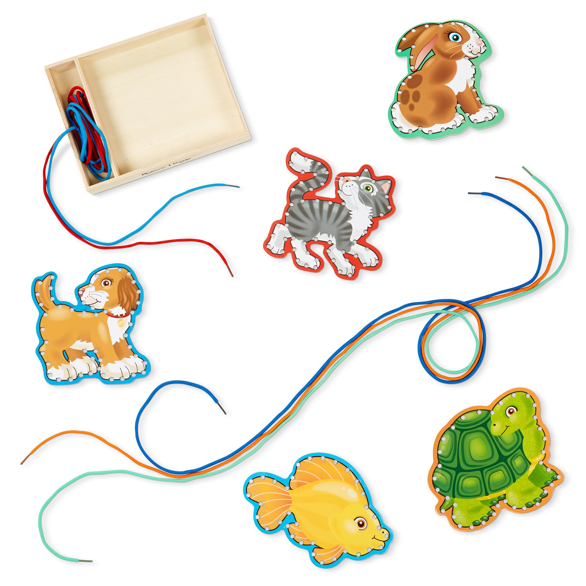 Melissa & Doug Wooden Panels & Laces - Pets | Fine Motor Skill Builder | Ages 3+ | Gift for Boy or Girl