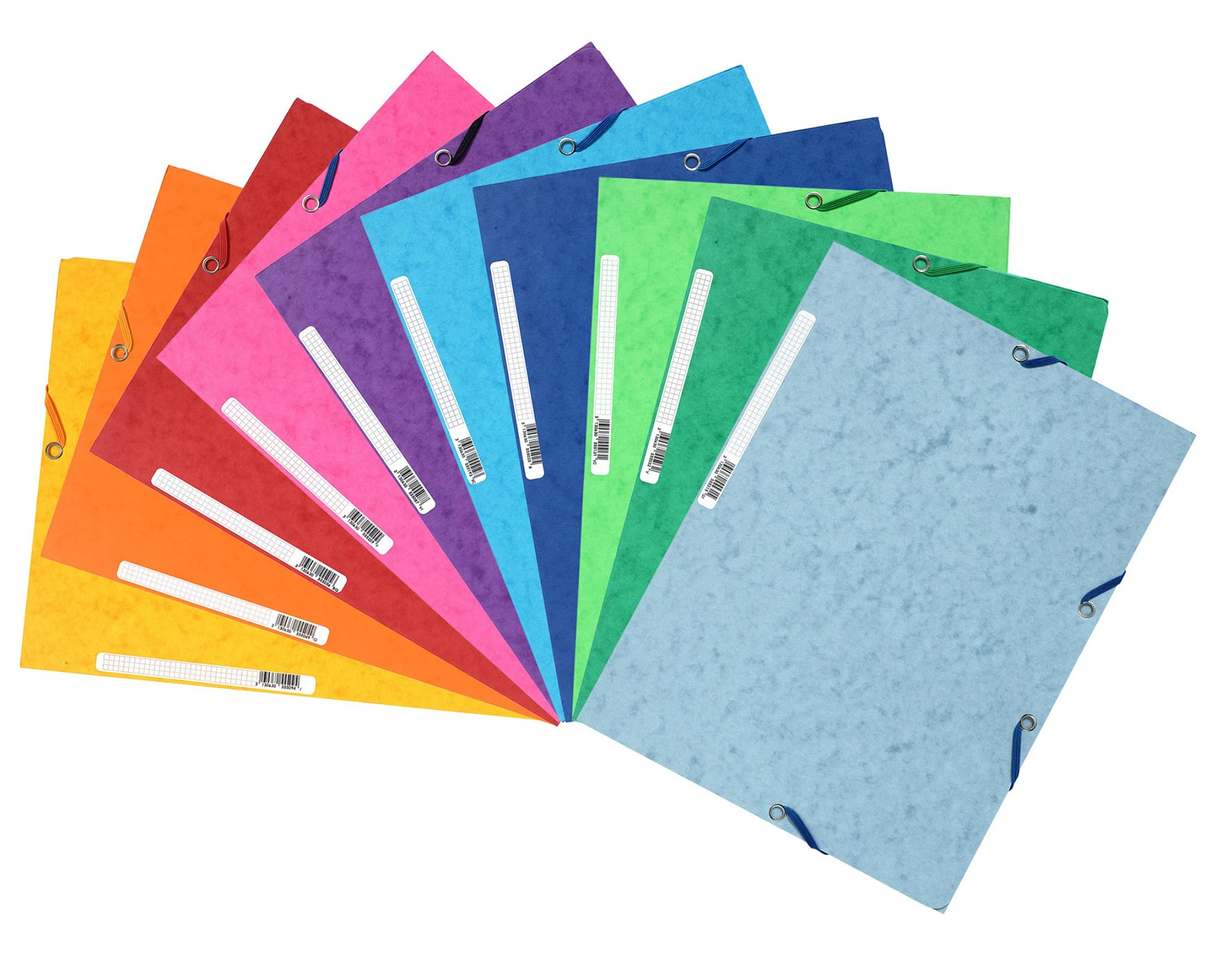 Exacompta Ref 55510E Elasticated 3-Flap File Folders | A4 | Assorted Colours | Pack of 10 1