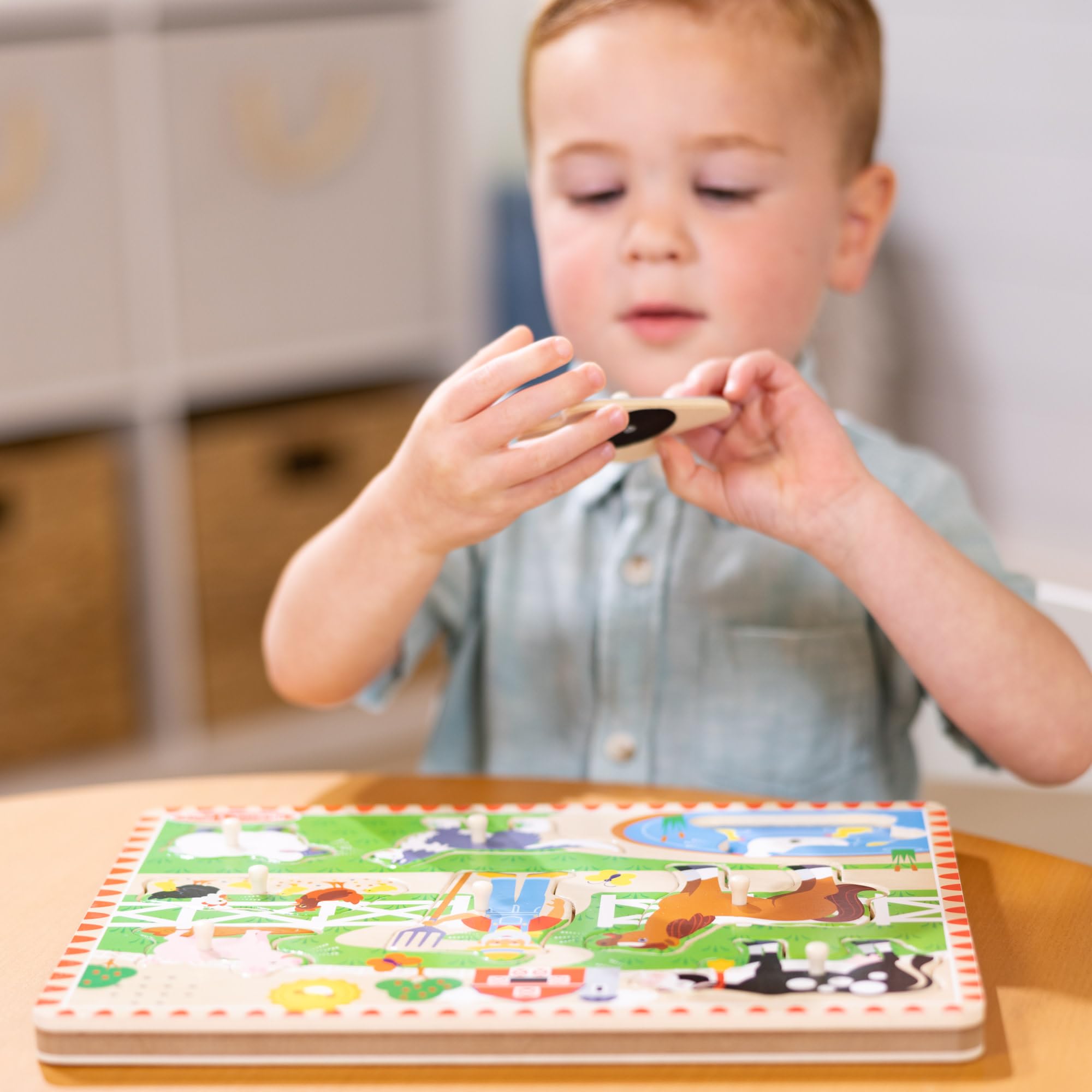 Melissa & Doug Old MacDonald’s Farm Wooden Animal Sound Puzzle - Ages 2+ | Pegged Puzzle 8