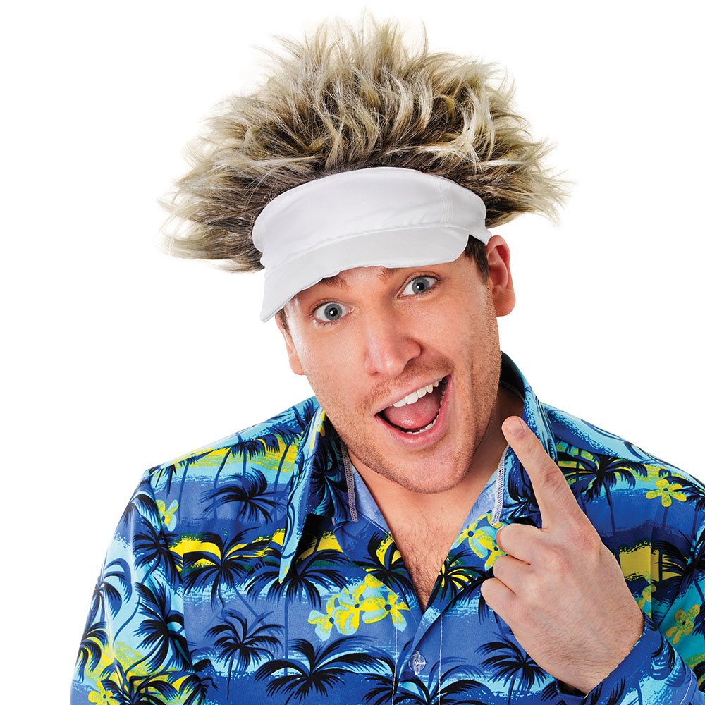 Bristol Novelty Golfer Hat and Hair Accessory - White/Blonde, One Size for Men 1
