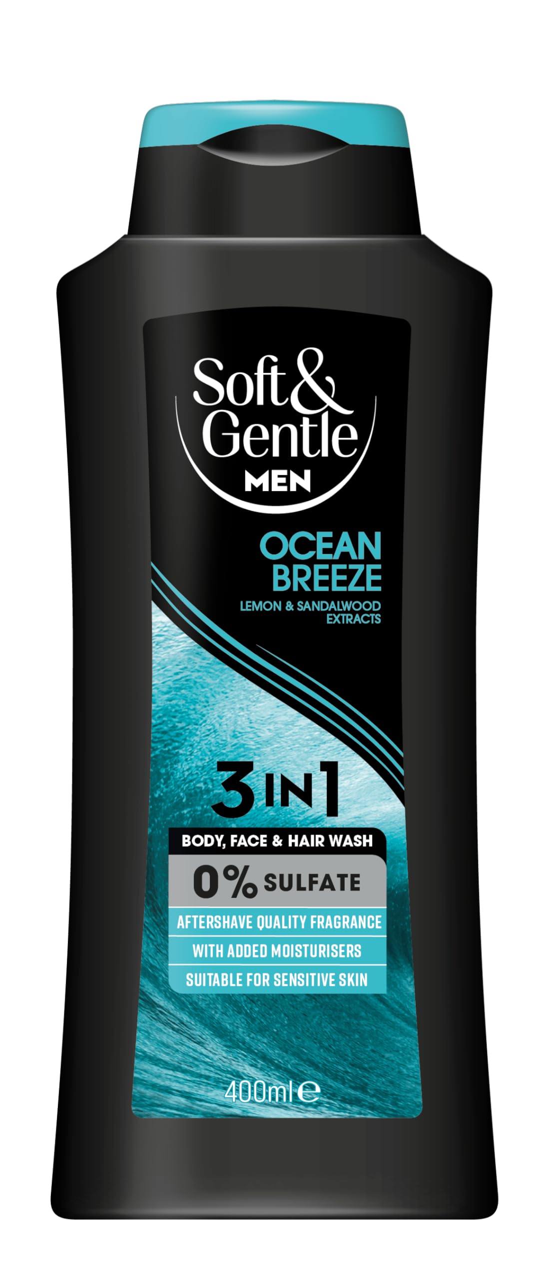 Soft & Gentle Men Ocean Breeze 3 in 1 Shower Gel | 400ml | Sulfate Free | Lemon & Sandalwood