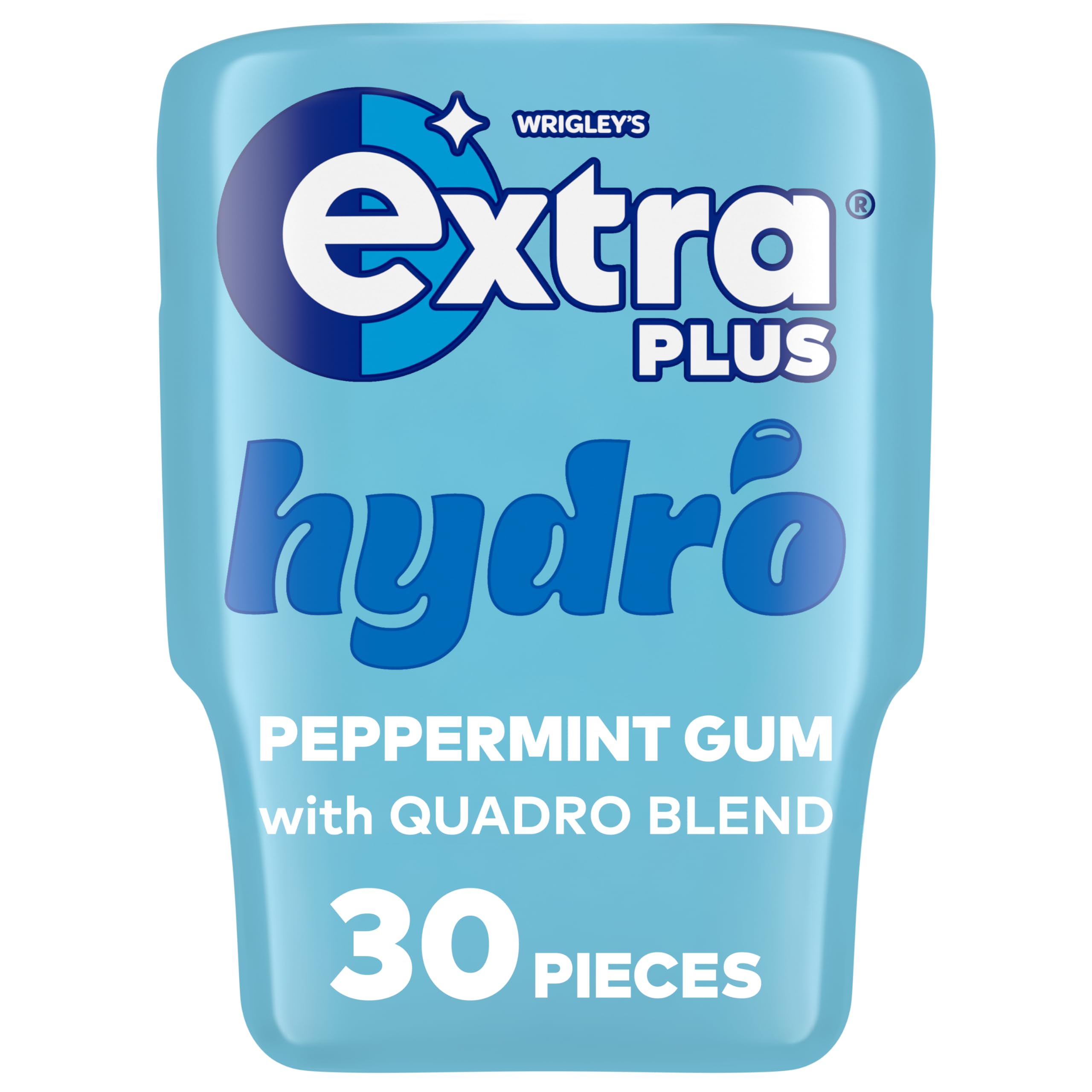 Wrigley's Extra Plus Hydro Spearmint Sugar Free Chewing Gum Bottle - 30 Pieces