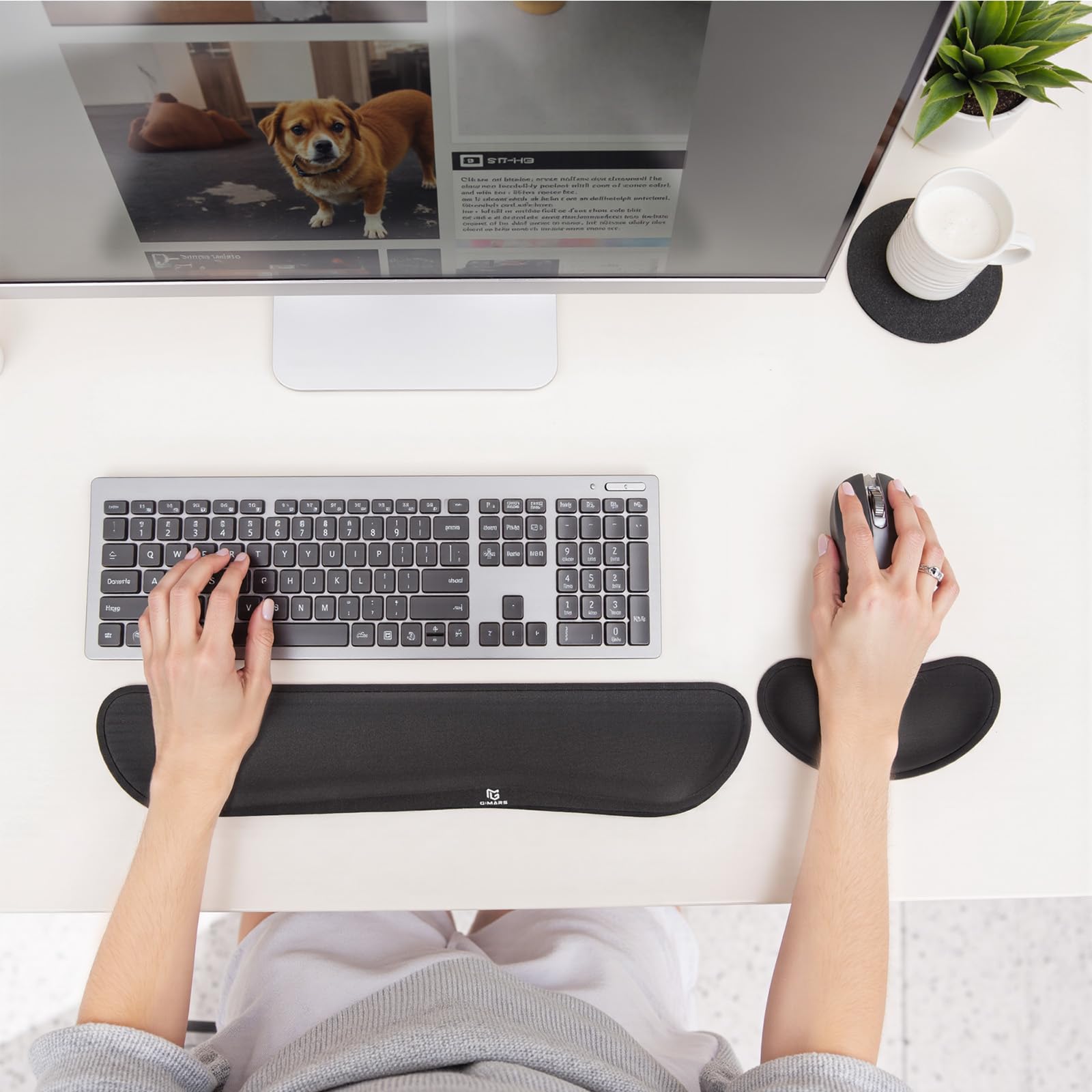 Gimars Enlarge Silky Gel Memory Foam Wrist Rest for Keyboard and Mouse | 3CM Thick | Black 7