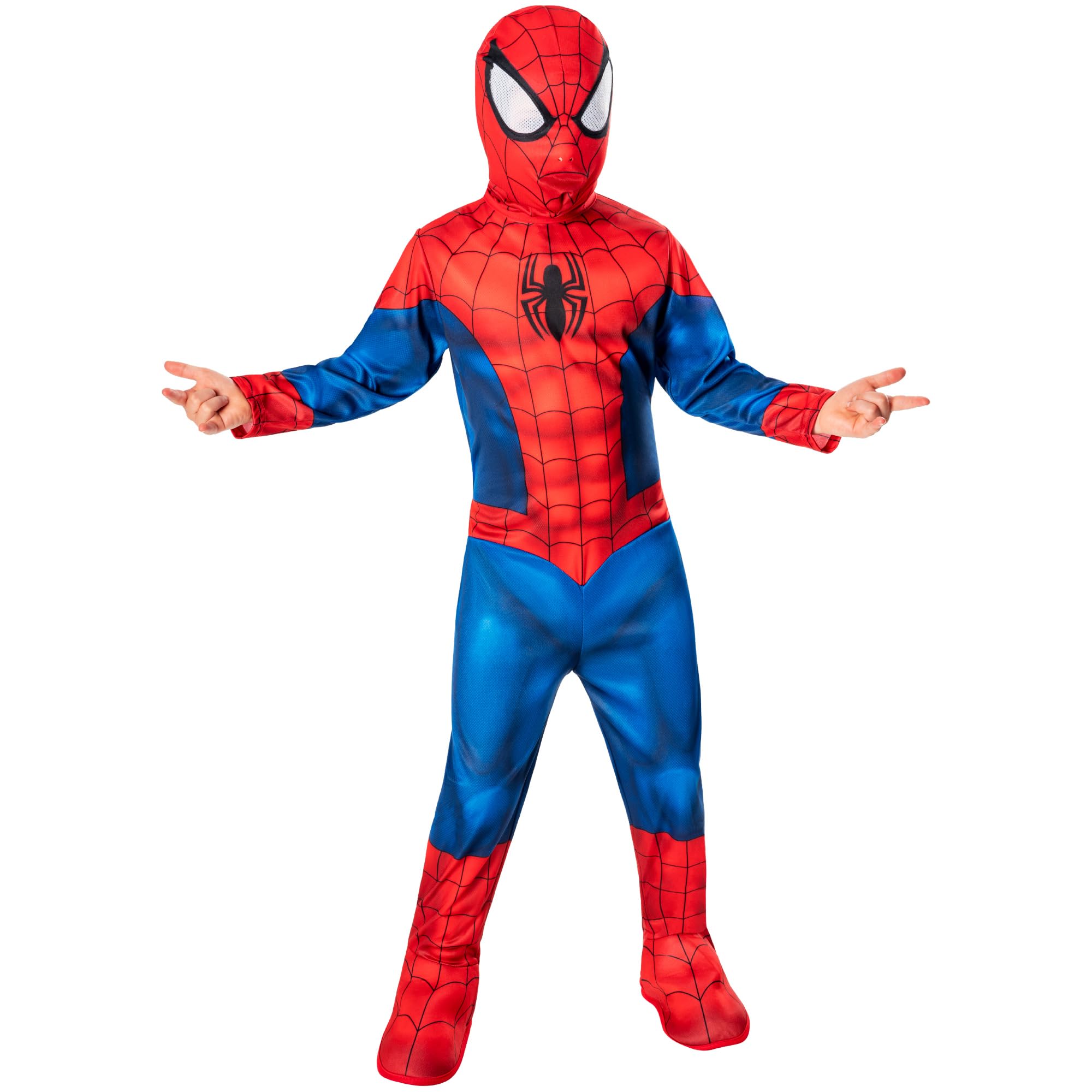 Rubies Official Marvel Spider-Man Classic Child Costume - Size 3-4 Years | Polyester Jumpsuit & Balaclava
