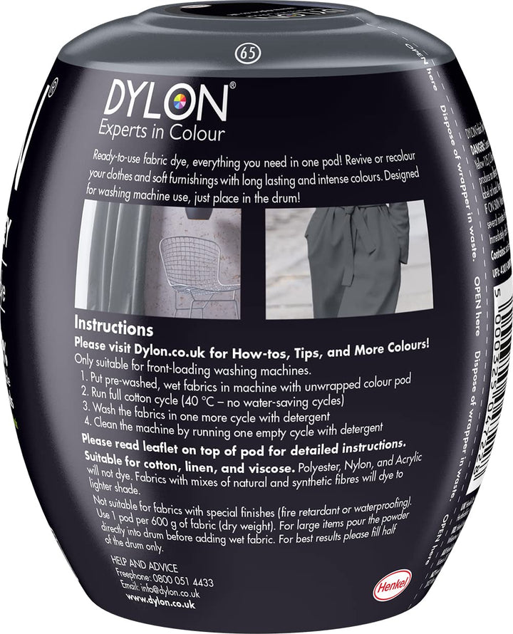 Dylon Washing Machine Fabric Dye Pod - Smoke Grey, 350g