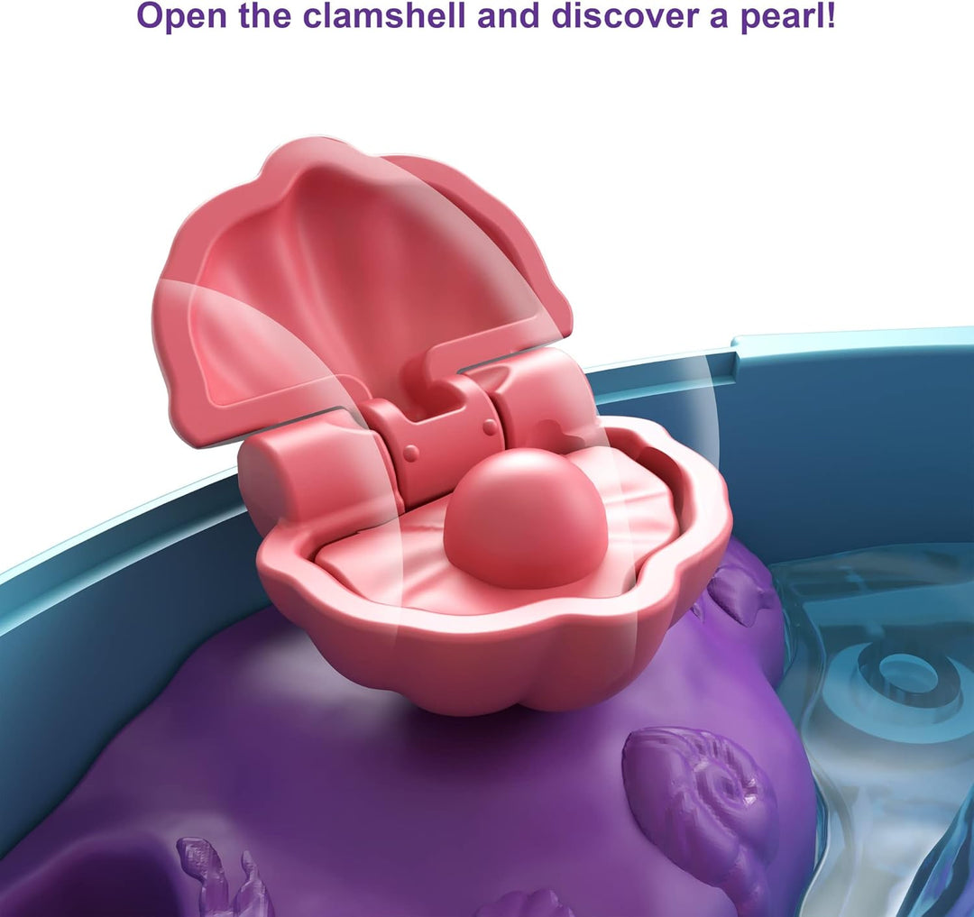 Polly Pocket Dolphin Beach Compact Playset with Micro Polly & Mermaid Doll, 5 Reveals & 13 Accessories