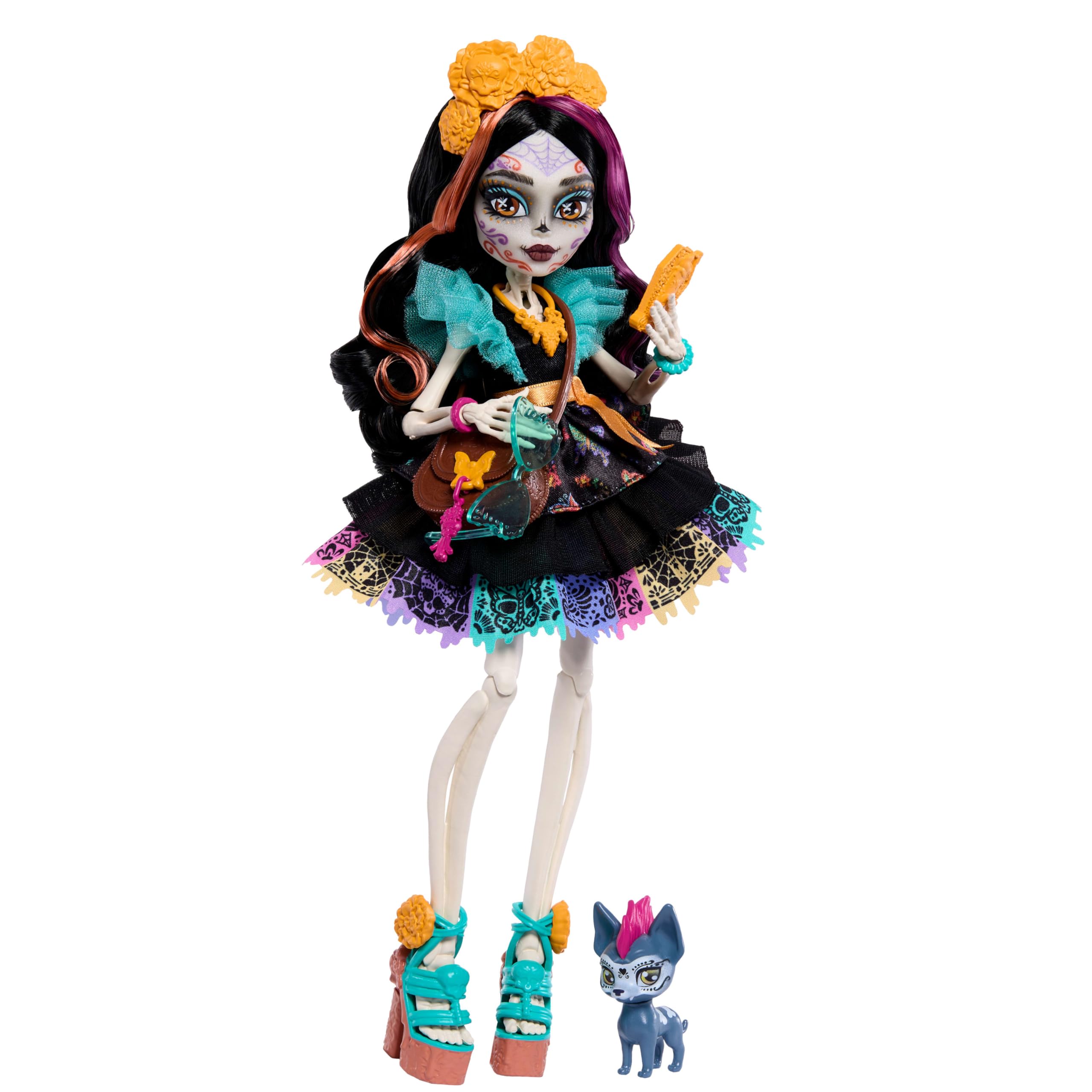 Monster High Skelita Calaveras Doll - Colorful Papel Picado Dress with Pet & Accessories
