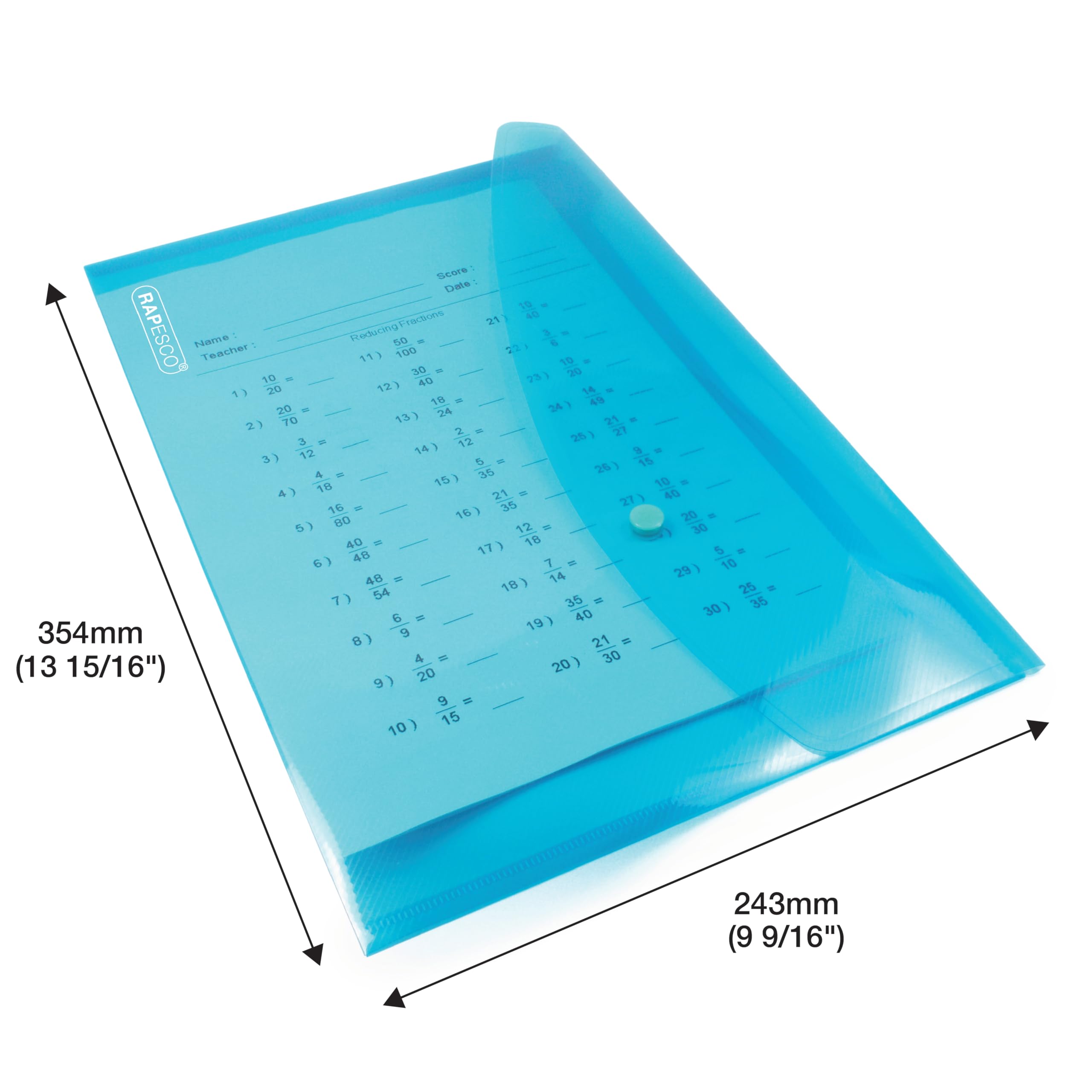 RAPESCO 1494 ECO Recycled Popper Wallets - A4+, Assorted Bright Transparent, Pack of 20 7