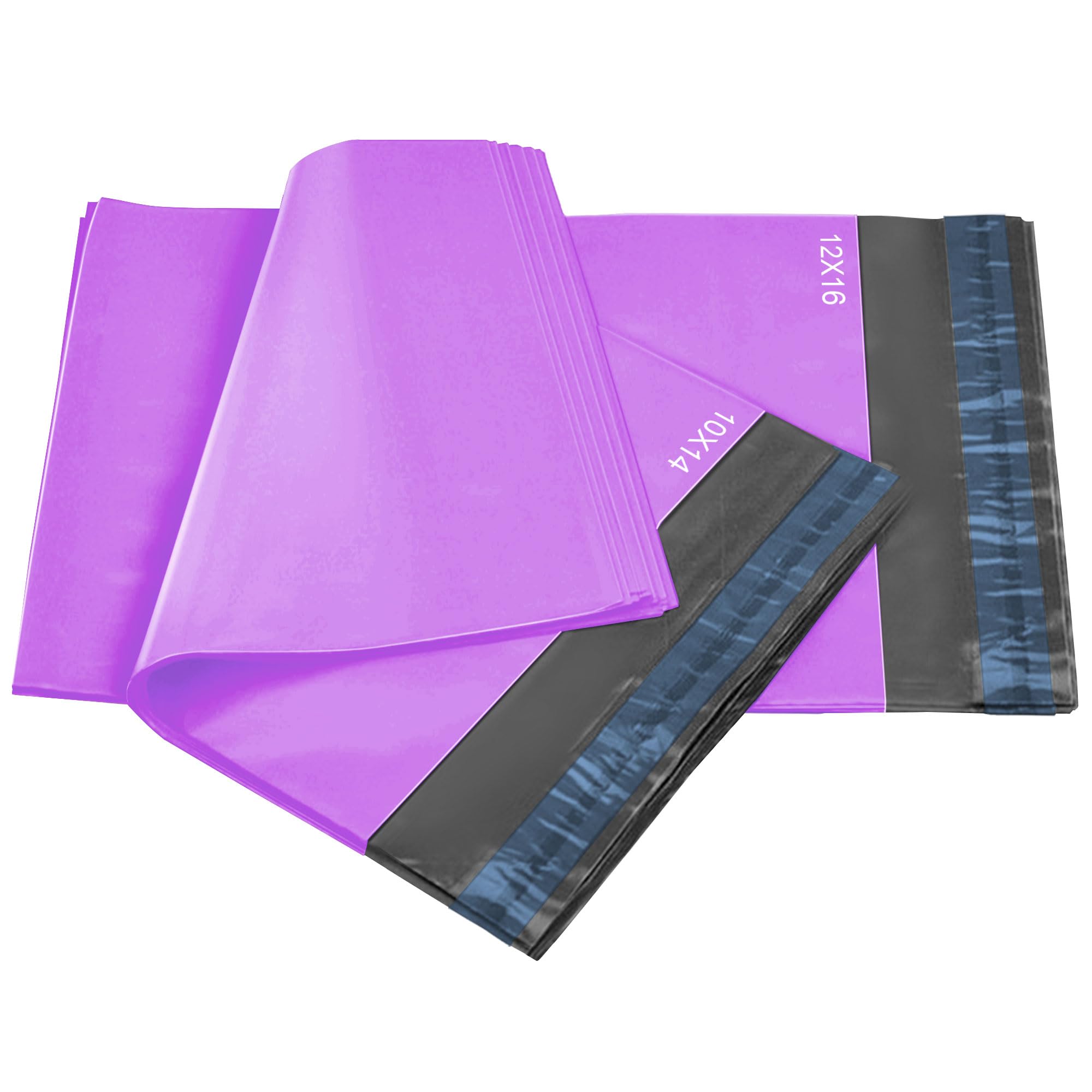 iSOUL Mailing Bags - 50 Pack Purple Poly Postal Bags | 2 Sizes (10x14" & 12x16") | Self-Seal 1