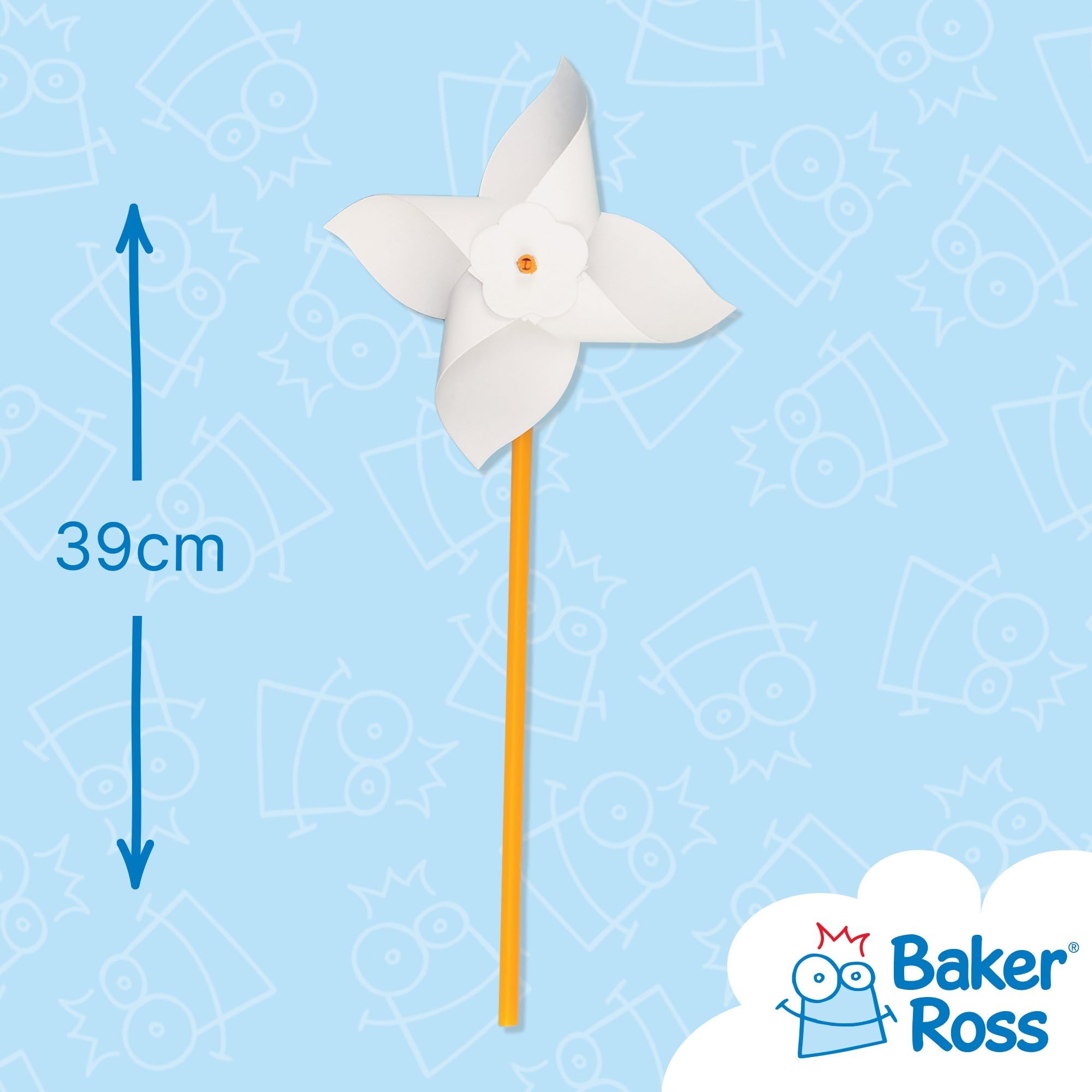 Baker Ross Windmill Craft Activity Pack - Make Your Own Pinwheel Kit for Kids to Decorate | Pack of 8 | Ages 3+ 3