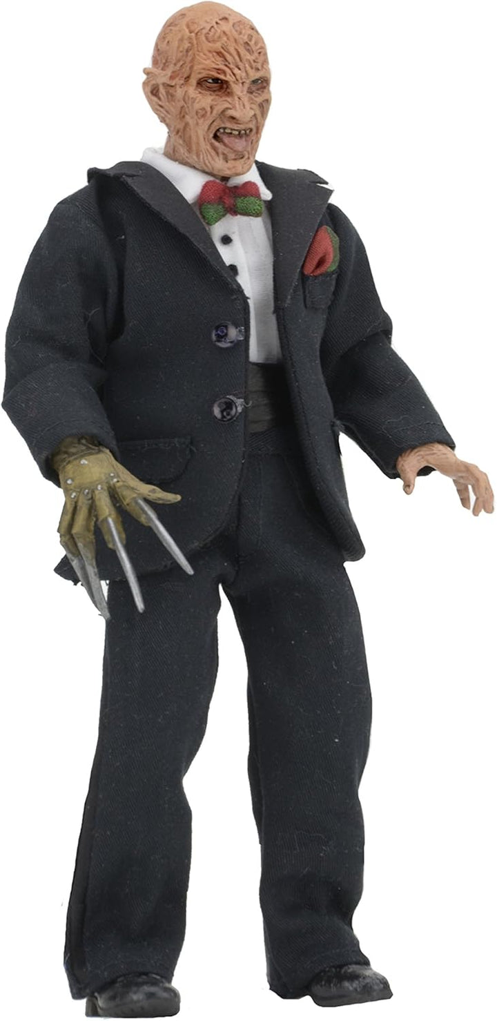 Nightmare On Elm Street Freddy Krueger Tuxedo Action Figure - 8" Poseable Collectible with Light-Up Elm Street House, Ages 17+