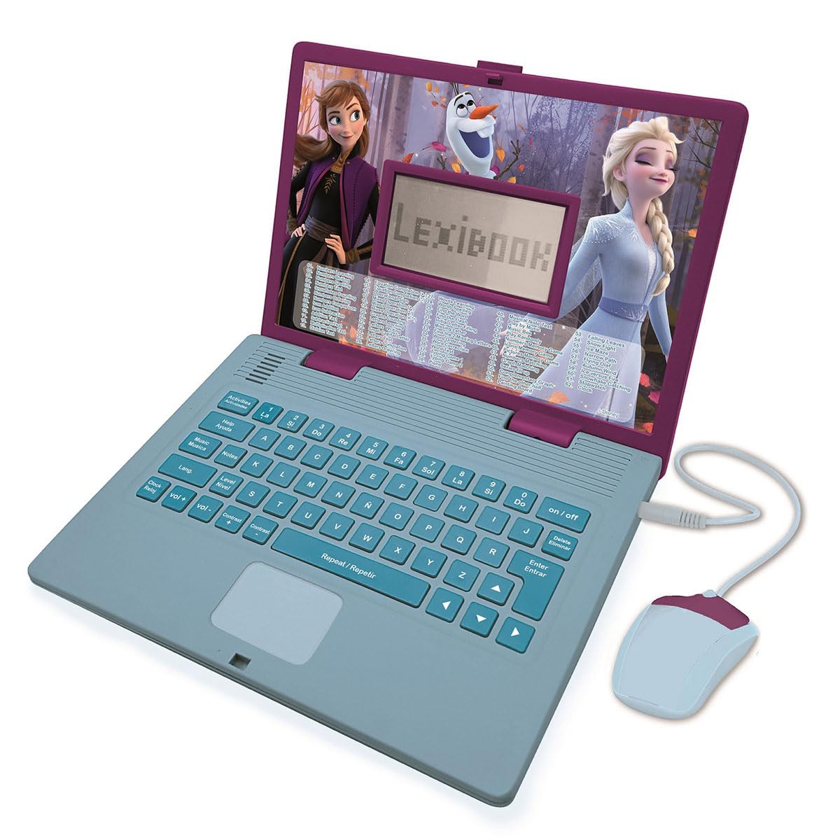 Lexibook Frozen 2 Educational Bilingual Laptop - 124 Activities for Learning Spanish & English, Ages 3+