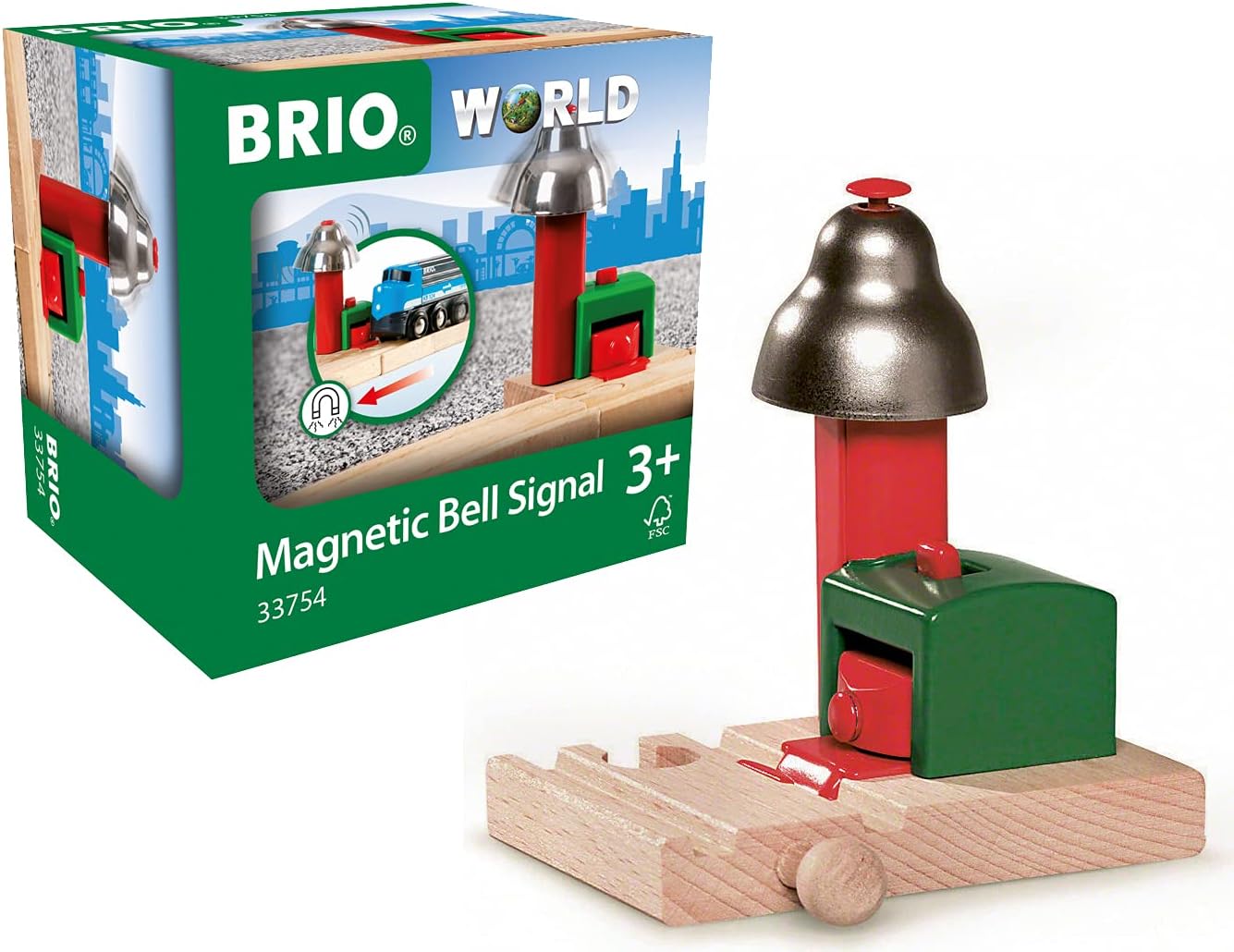 BRIO 33754 Magnetic Railway Bell Signal for Kids - Compatible with BRIO Train Sets 1