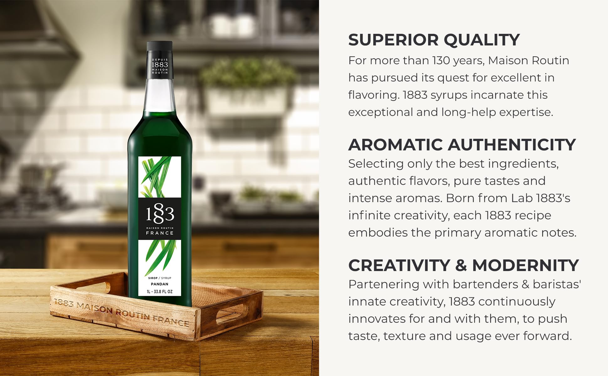 1883 MAISON ROUTIN Pandan Syrup - Aromatic Flavor for Lattes, Cocktails & Desserts | 1 L 9