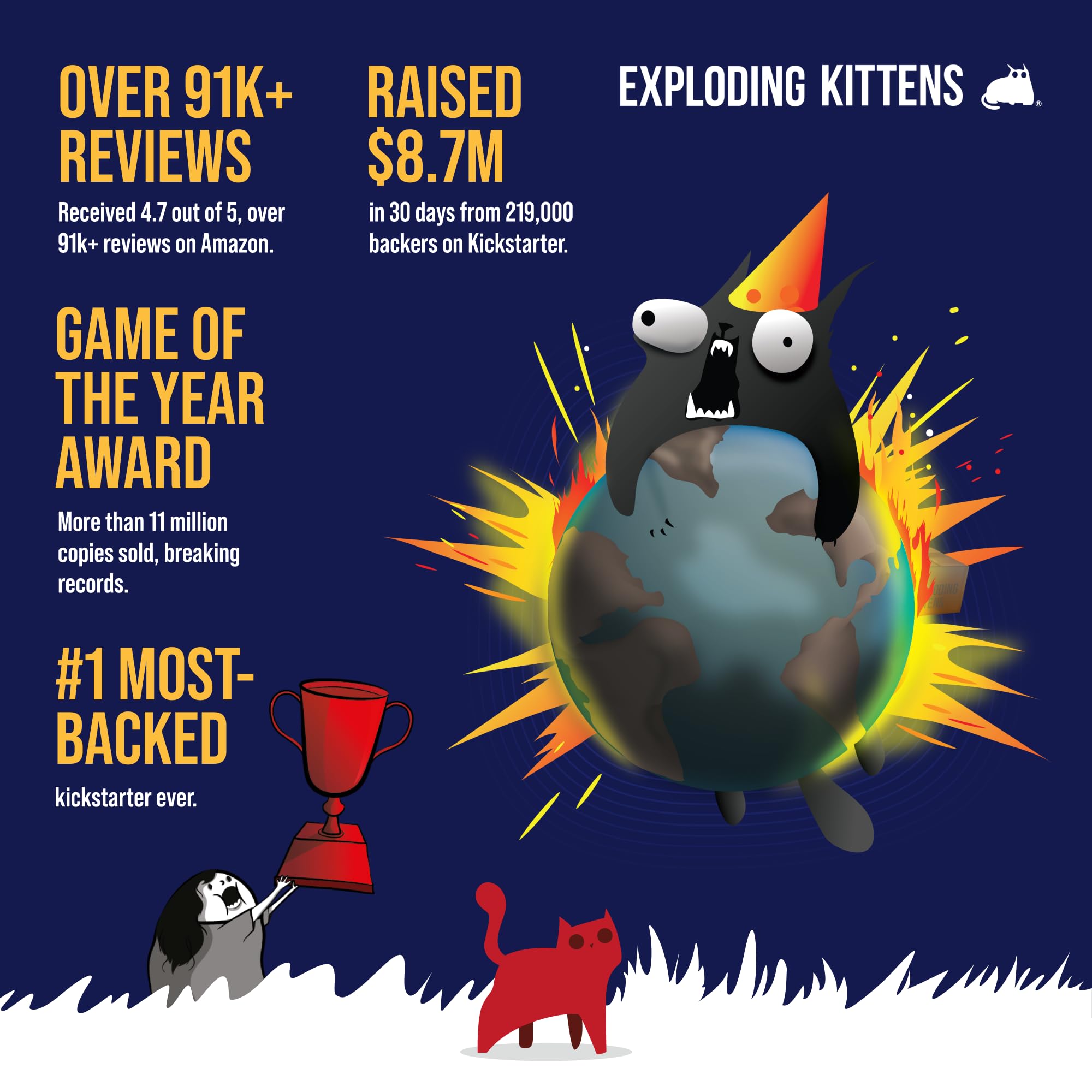 Exploding Kittens UK Edition Card Game - 2-5 Players | Ages 7+ | Portable Fun | Includes Chips 7