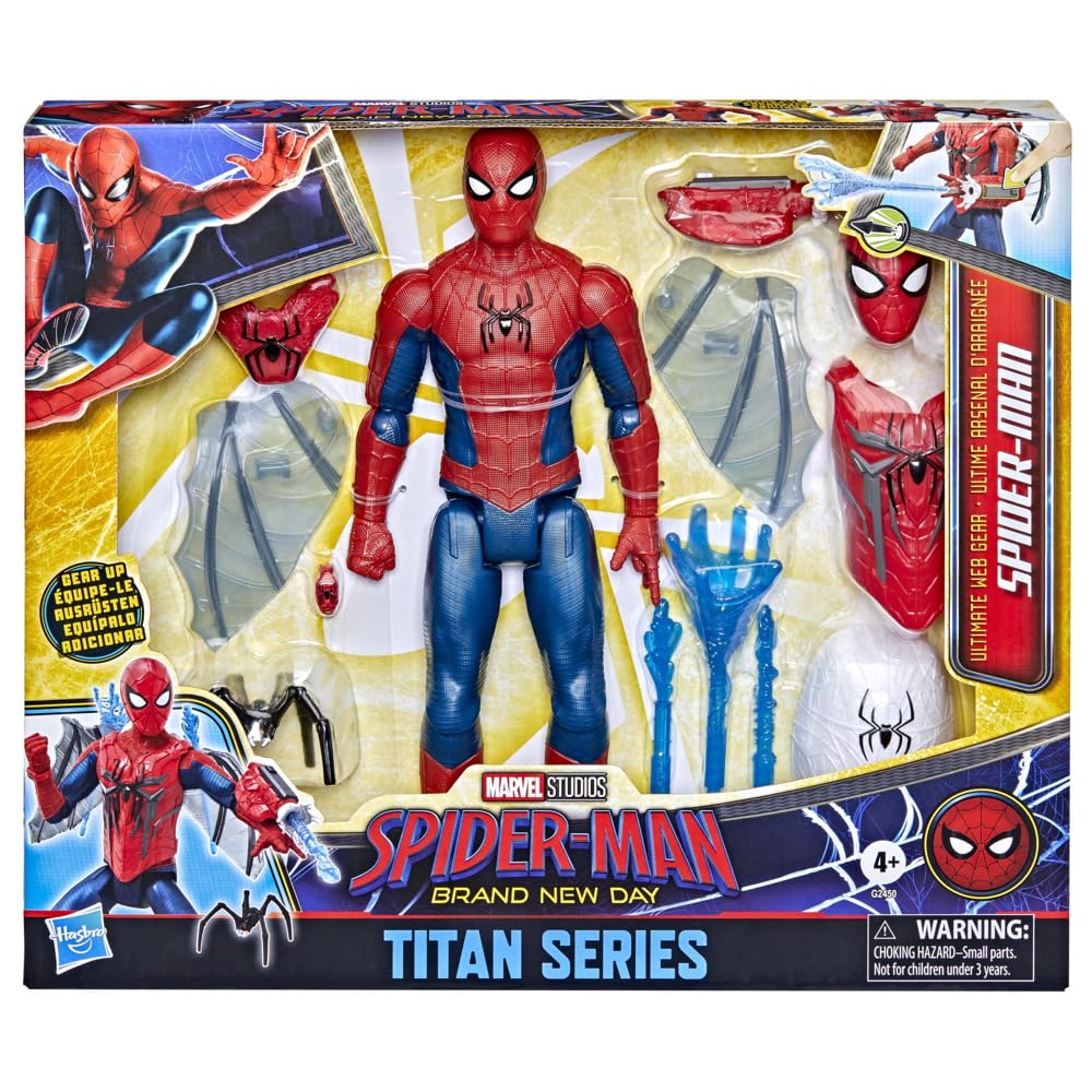 Marvel Spider-Man Titan Series Ultimate Web Gear Action Figure - 29.2cm Tall, 12 Accessories, Ages 4+
