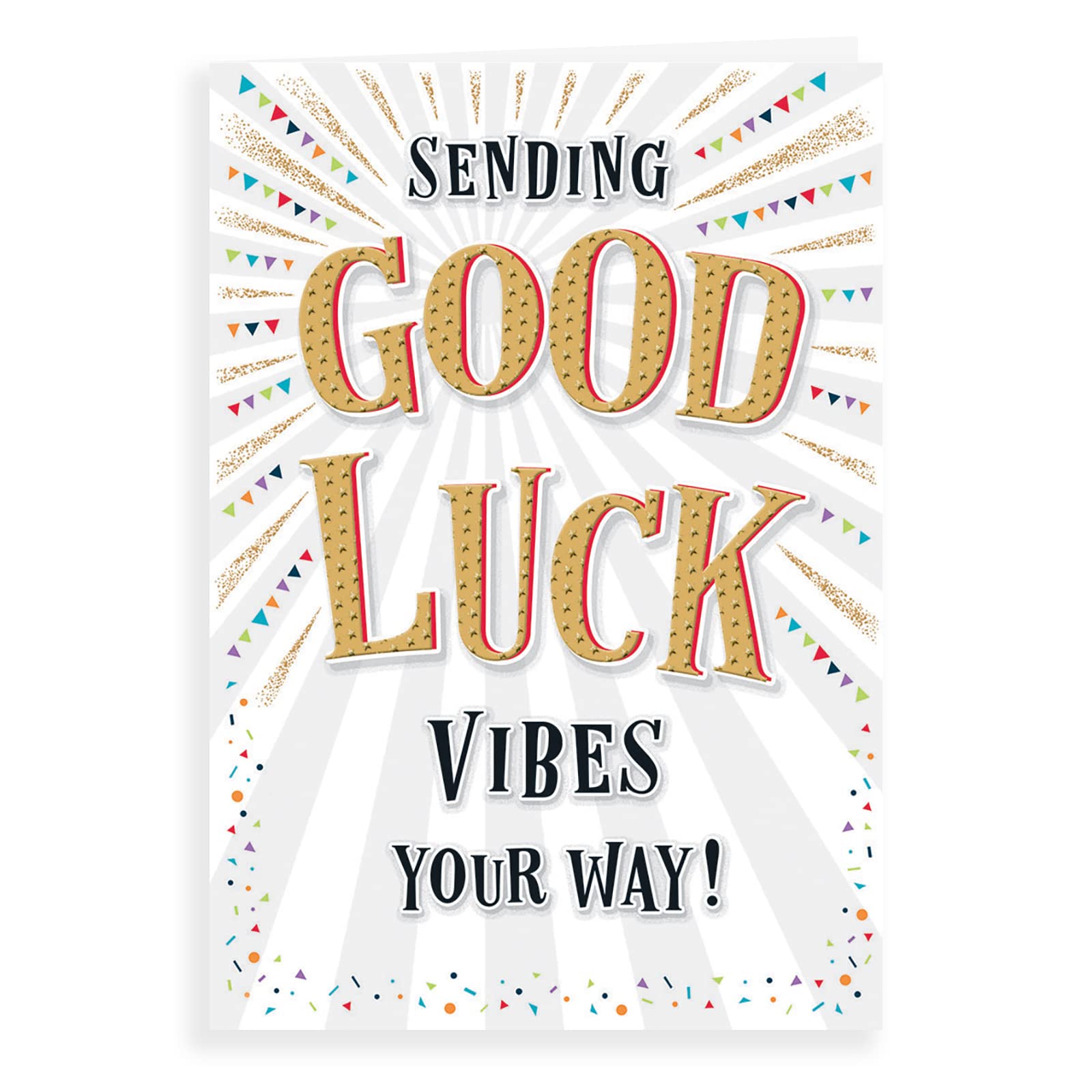 Piccadilly Greetings Good Luck Card - Sunburst Design | 7 x 5 Inches | Yellow 1