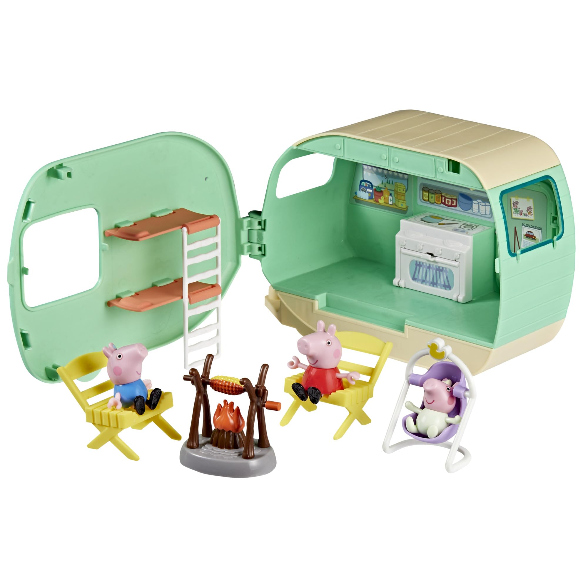 Peppa Pig Three Little Piggies Caravan Playset with 3 Figures - Ages 3+