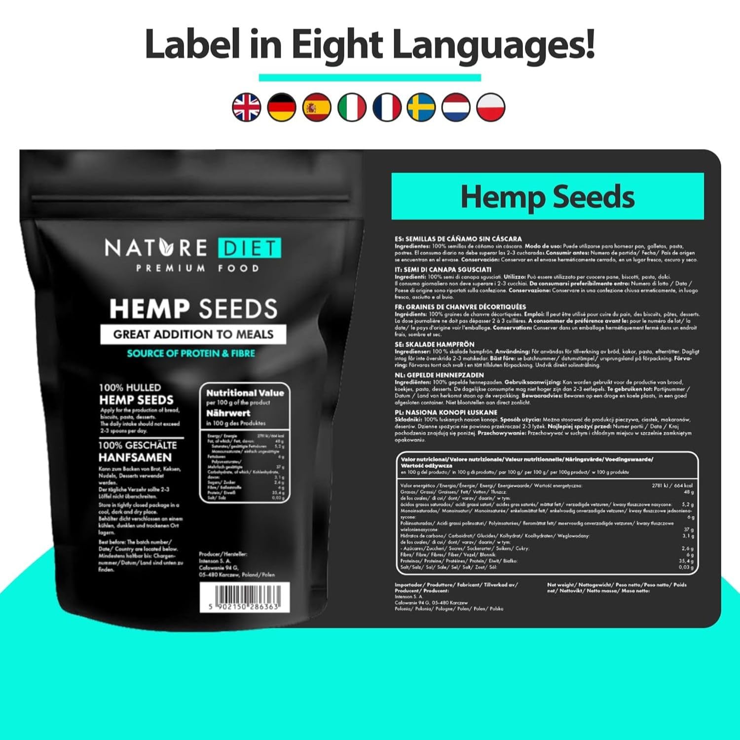 Nature Diet Hulled Hemp Seeds - 500g Pack | High Protein & Fibre | Vegan Keto Friendly 2