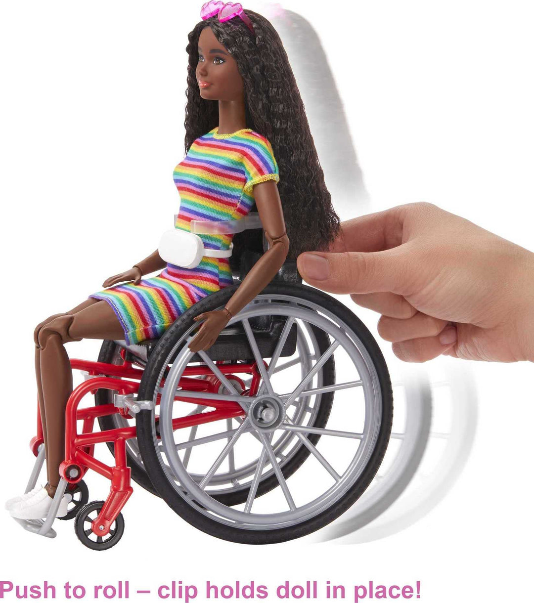 Barbie Fashionistas Doll #166 con sedia a rotelle e capelli castani arricciati