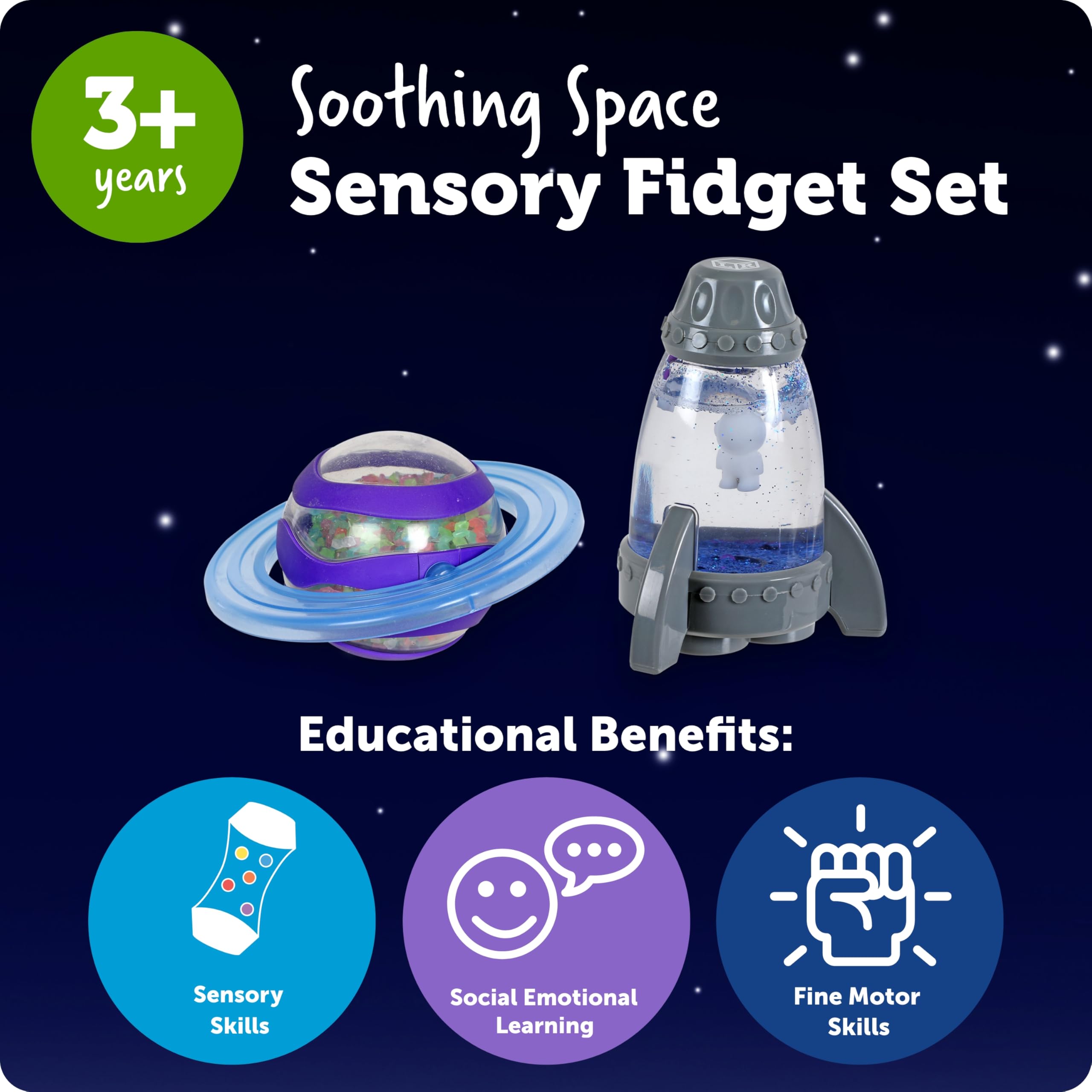Learning Resources Soothing Space Sensory Fidget Set - Glow in the Dark Fidget Toys for Ages 3+