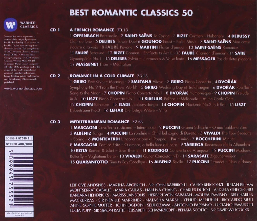 Various Artists - 50 Best Romantic Classics [Audio CD]