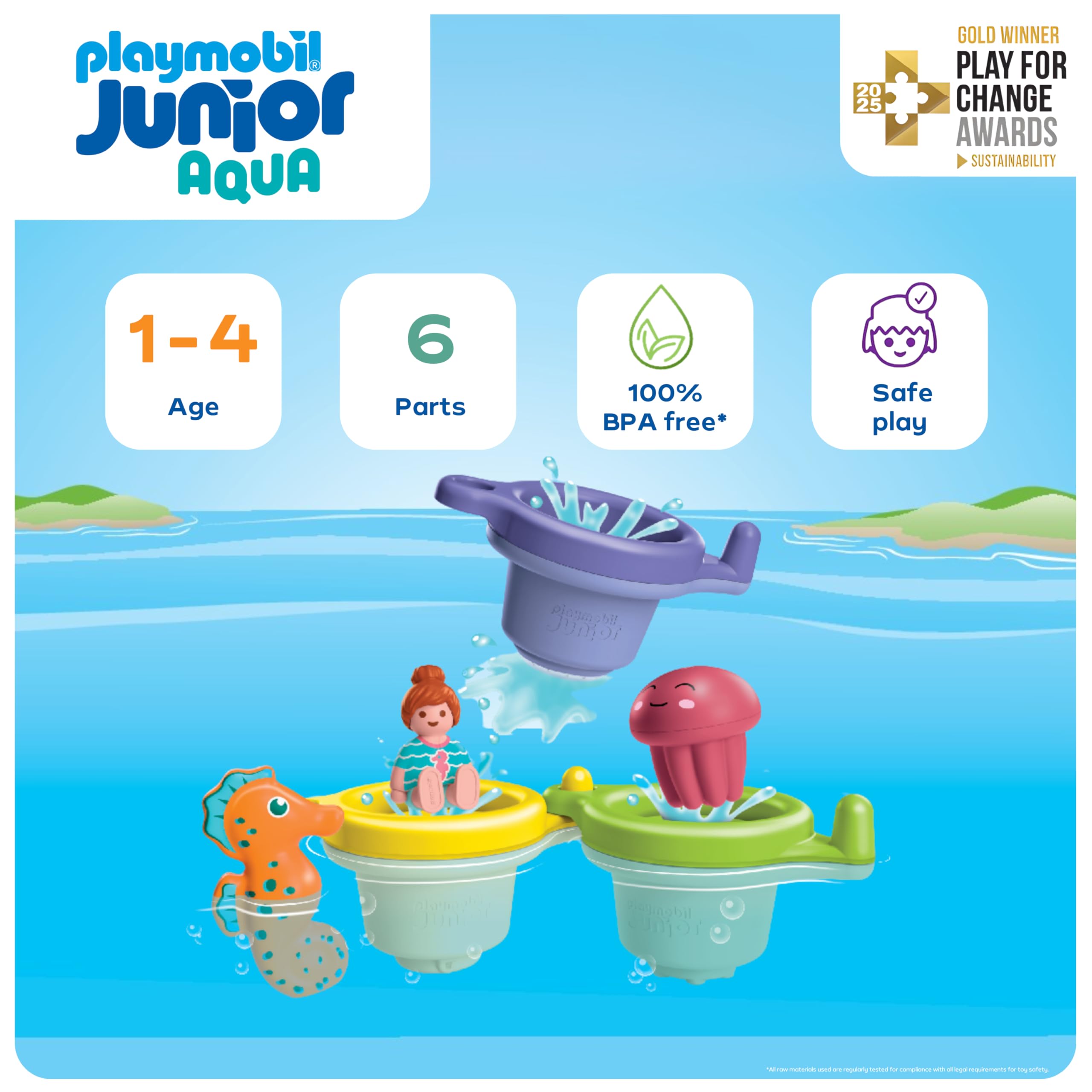 Playmobil JUNIOR AQUA Swimming Cup Set - Water Toy for Toddlers 1+ | BPA-Free, Bio-Based Plastic 2